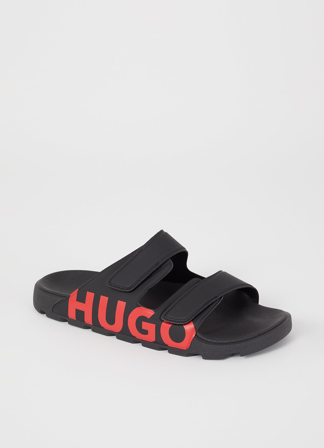 HUGO Evander slipper met logo - voorkant 3 black-002 / zwart