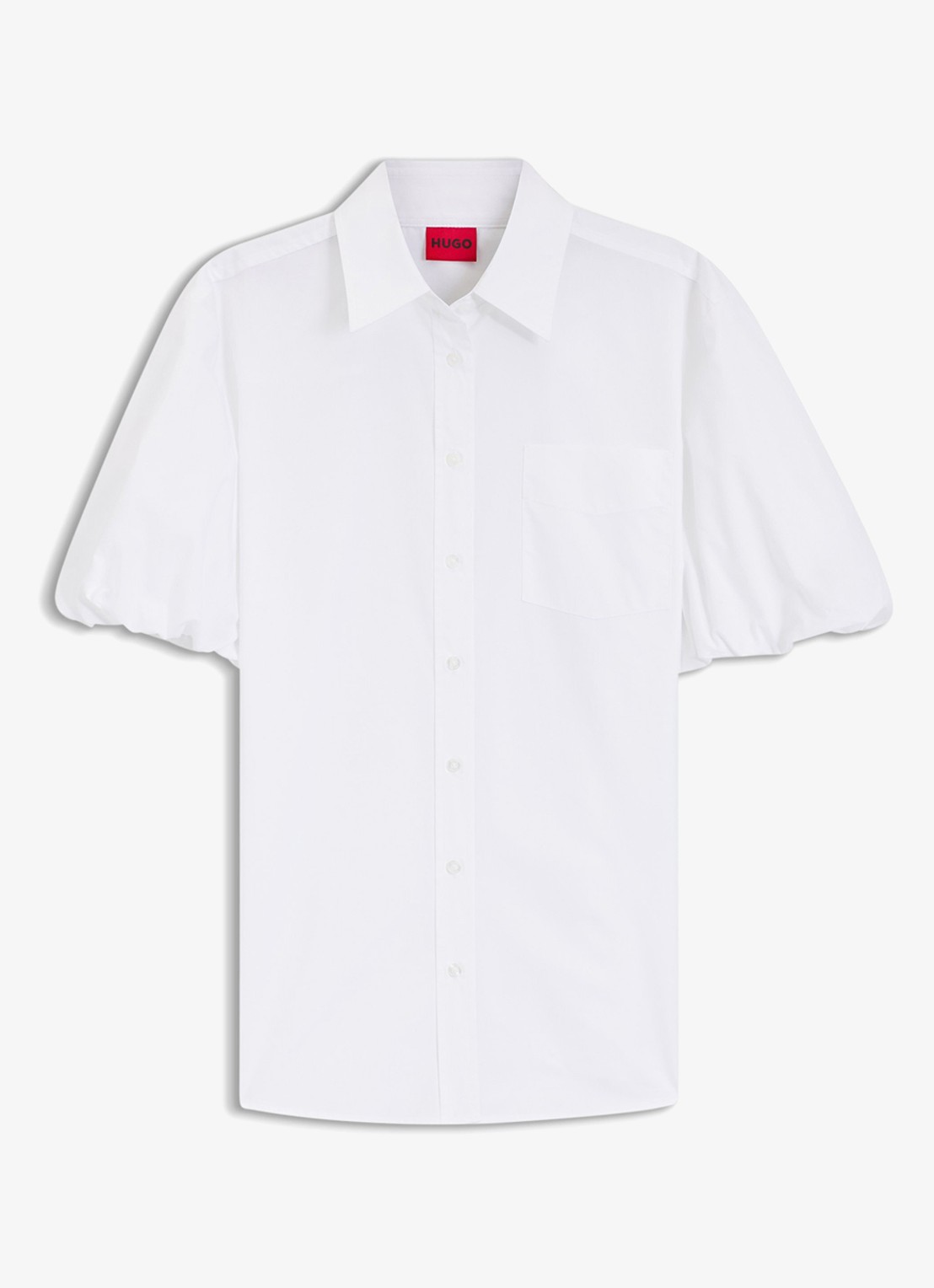HUGO Evergreen blouse met borstzak - voorkant 2 white-100 / wit