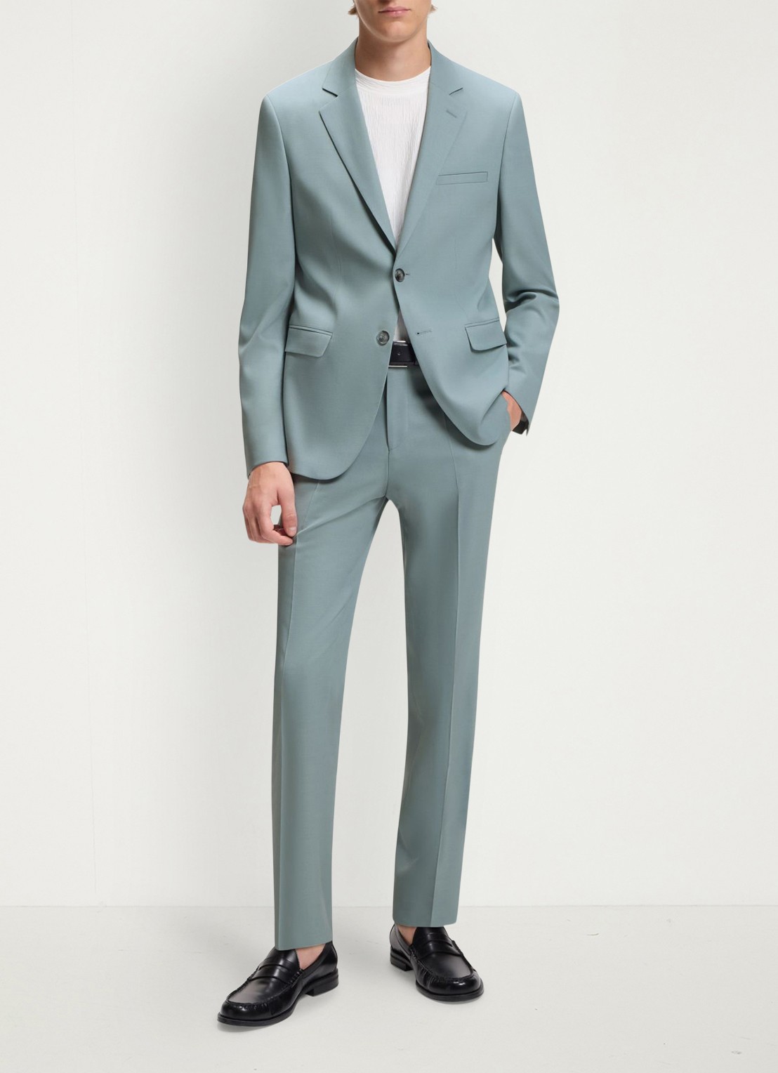 HUGO Extra slim-fit tweedelig pak van stretchmateriaal - detail open grey-074 / grijs