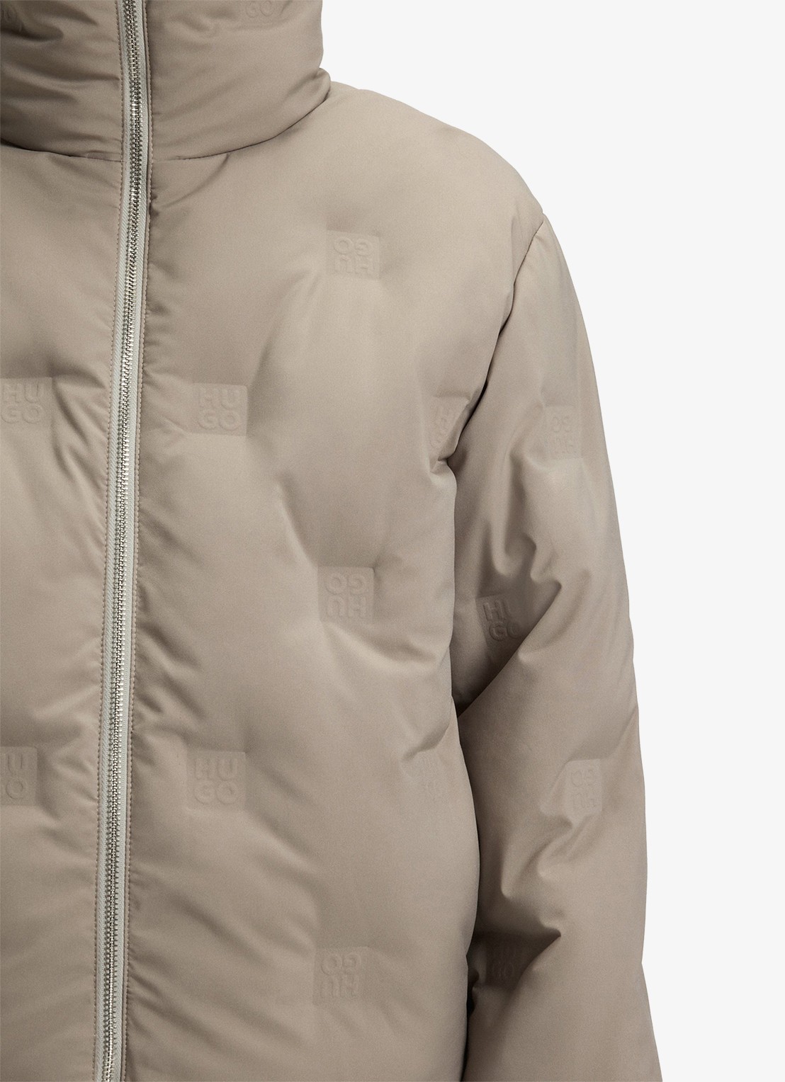 HUGO Farinella-3 puffer jack van waterafstotend materiaal  - detail 6 beige