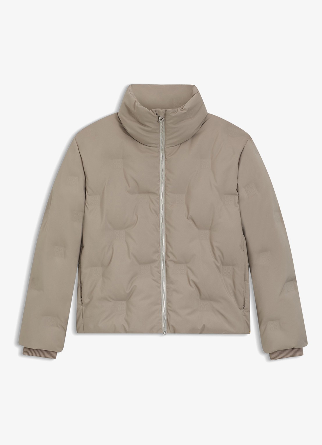 HUGO Farinella-3 puffer jack van waterafstotend materiaal  - voorkant beige