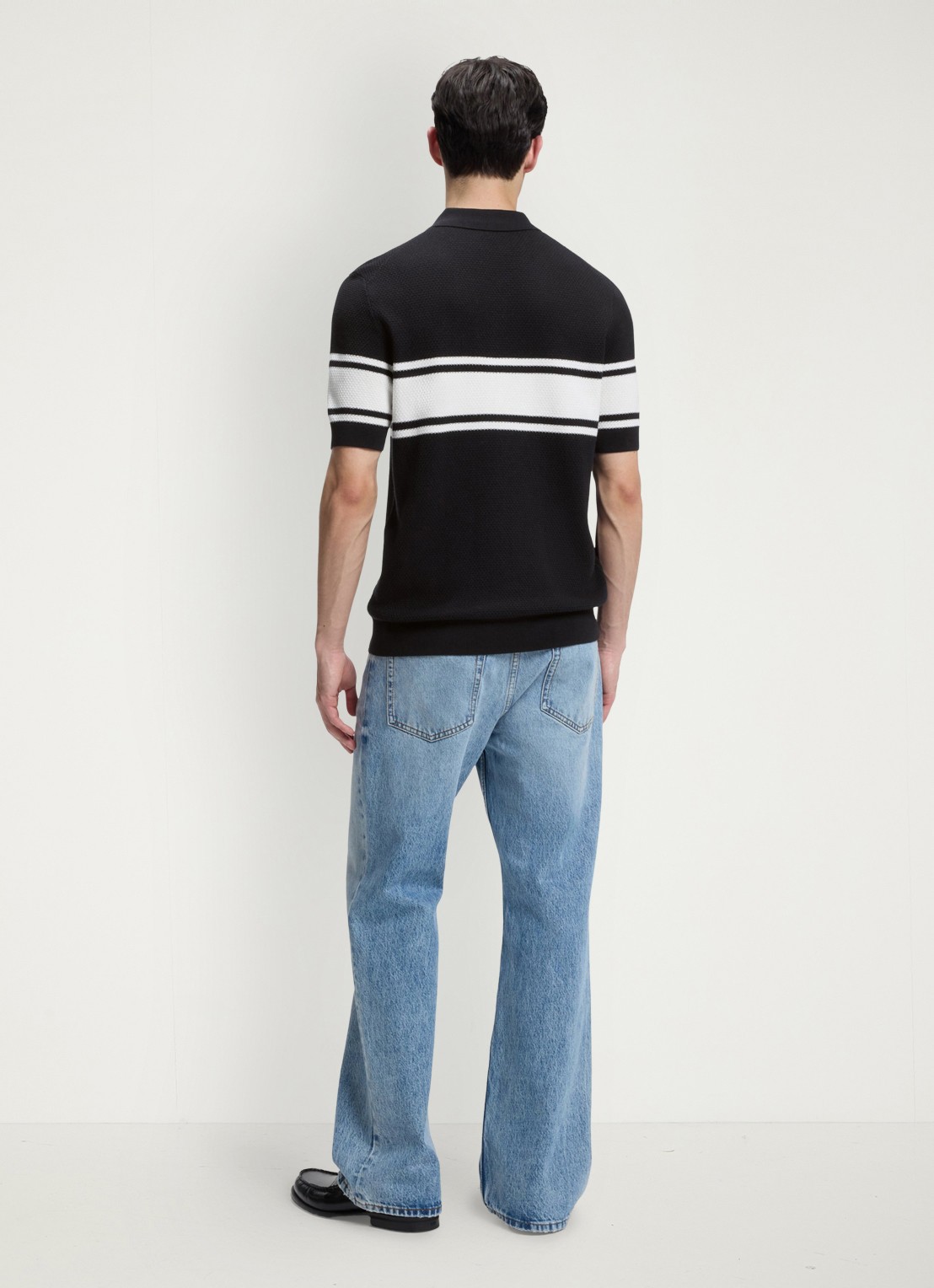 HUGO Fijngebreide polo met halve rits - achterkant 5 dark blue-405 / blauw