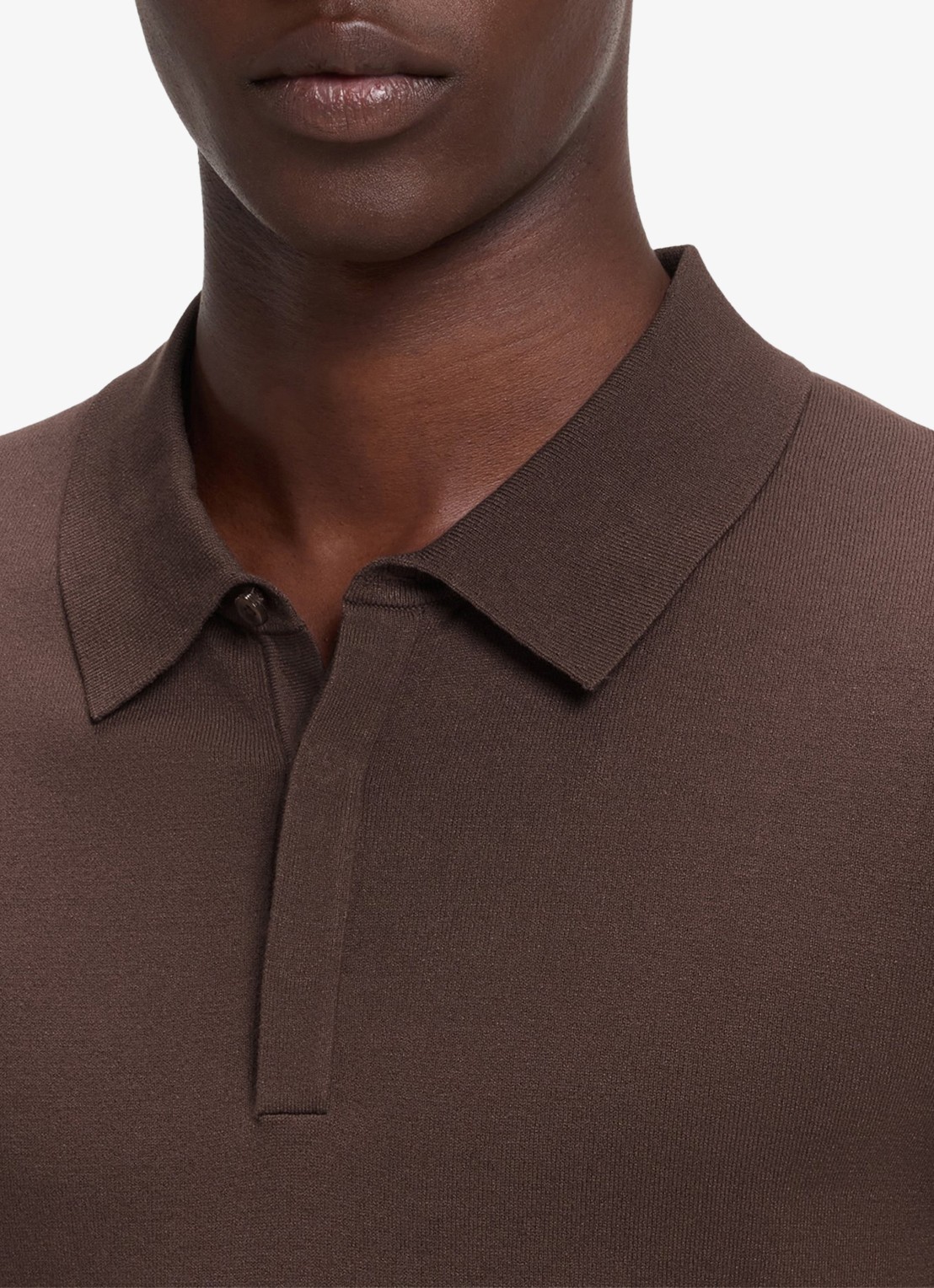 HUGO Fijngebreide polo met logo - detail 2 bruin