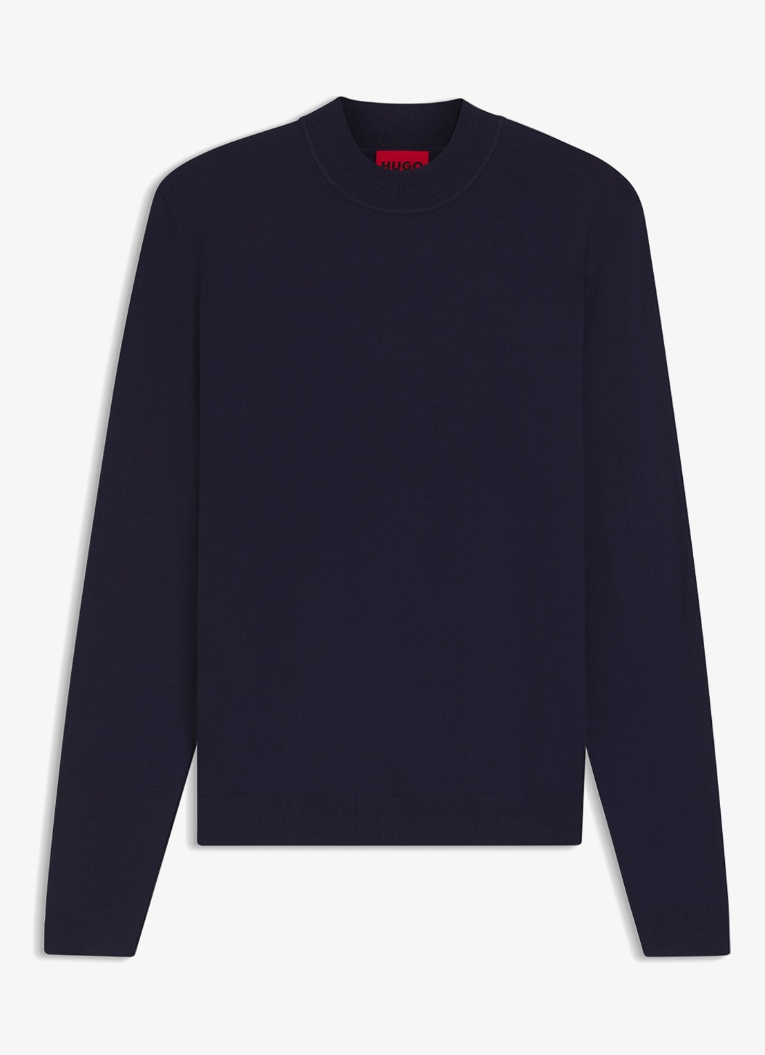 HUGO Fijngebreide trui met ronde hals - voorkant 4 donkerblauw