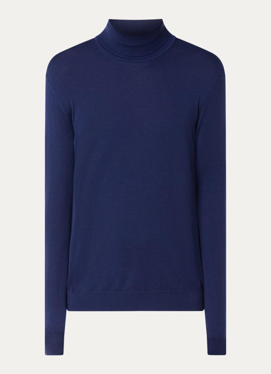 HUGO Fijngebreide trui van wol met col - voorkant 3 royalblauw