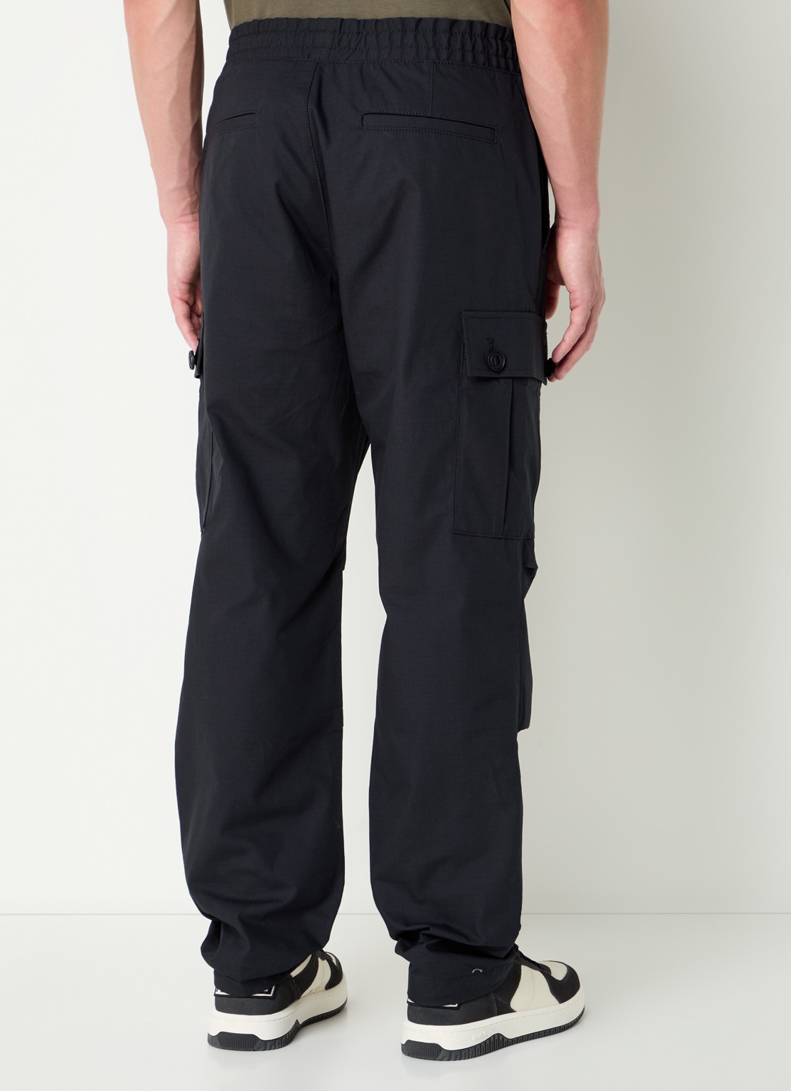 HUGO Garlo233 tapered fit cargobroek met logo - achterkant 5 zwart