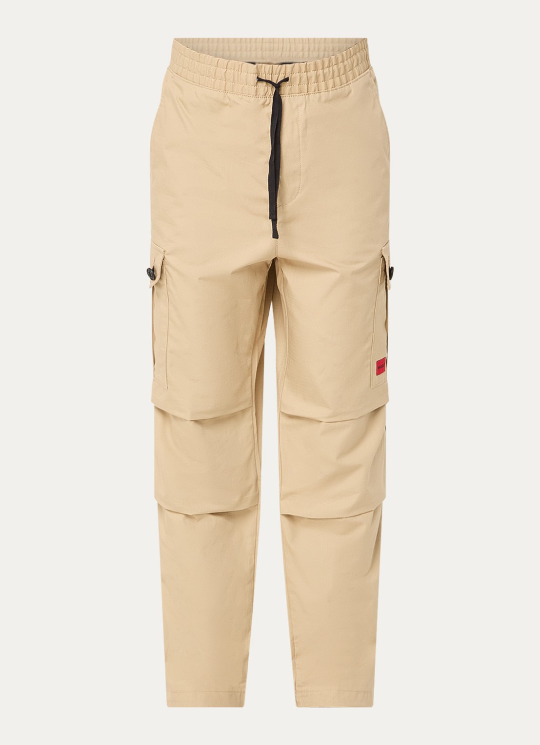 HUGO Garlo233 tapered fit cargobroek met logo - voorkant 4 beige