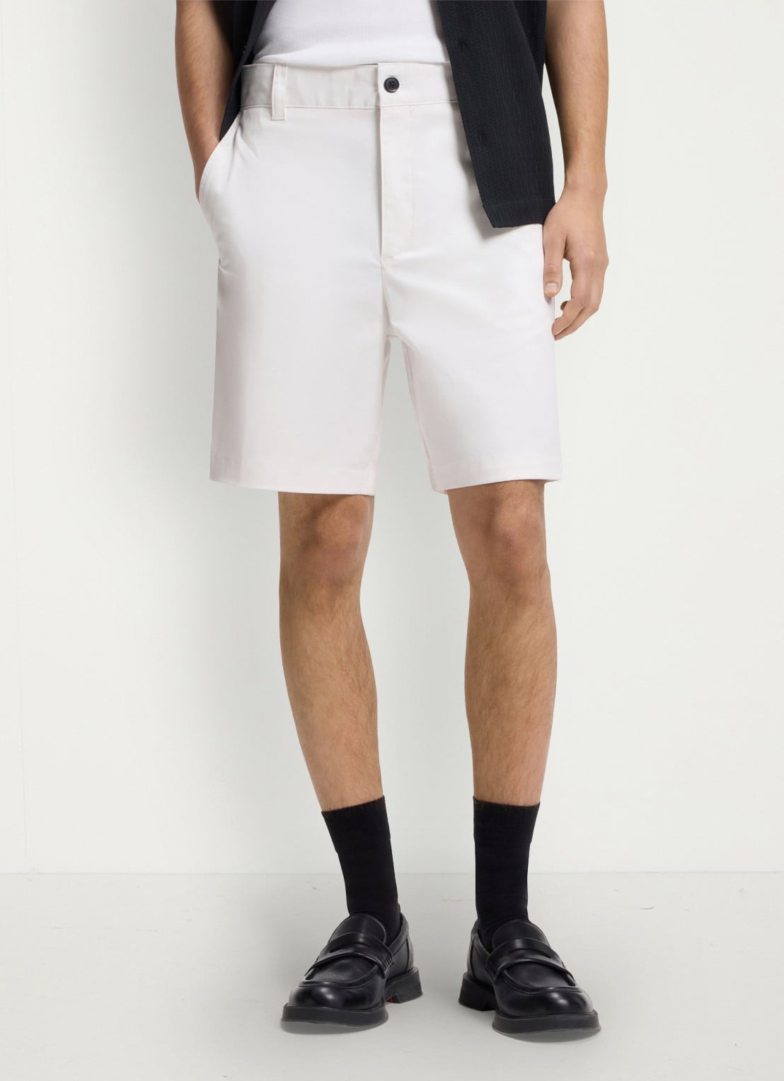 HUGO Genar261S slim fit korte broek met stretch - detail 4 natural-102 / wit