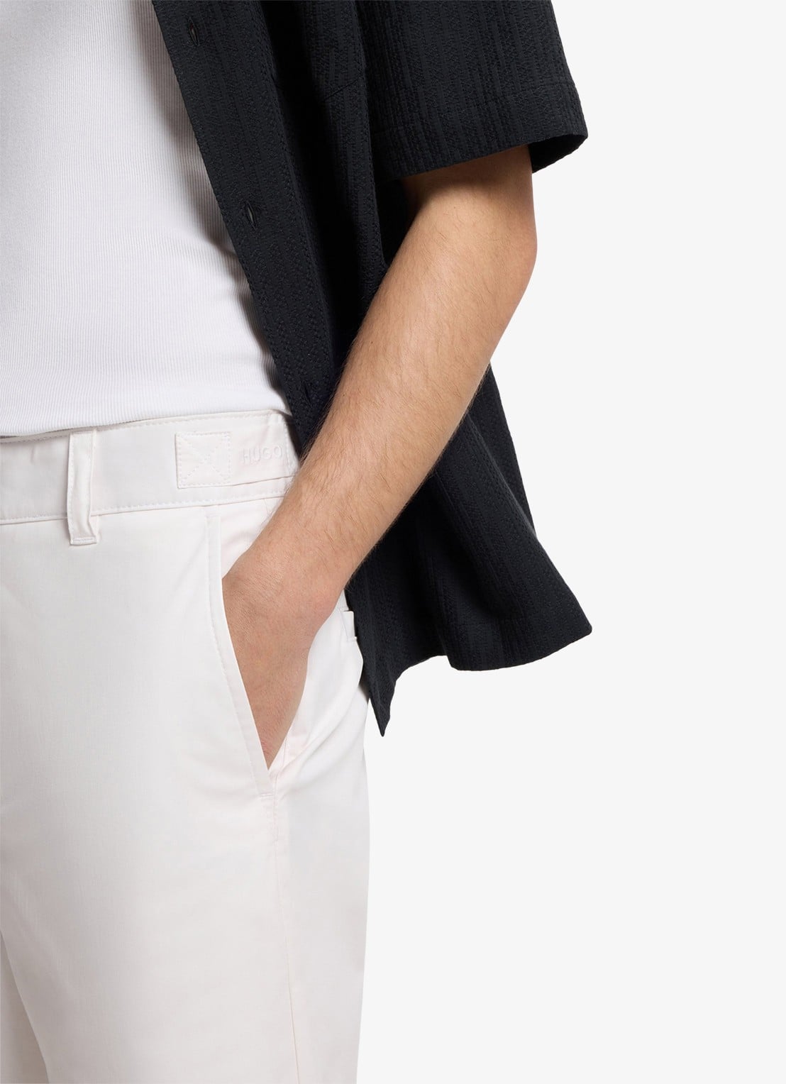 HUGO Genar261S slim fit korte broek met stretch - detail 5 natural-102 / wit