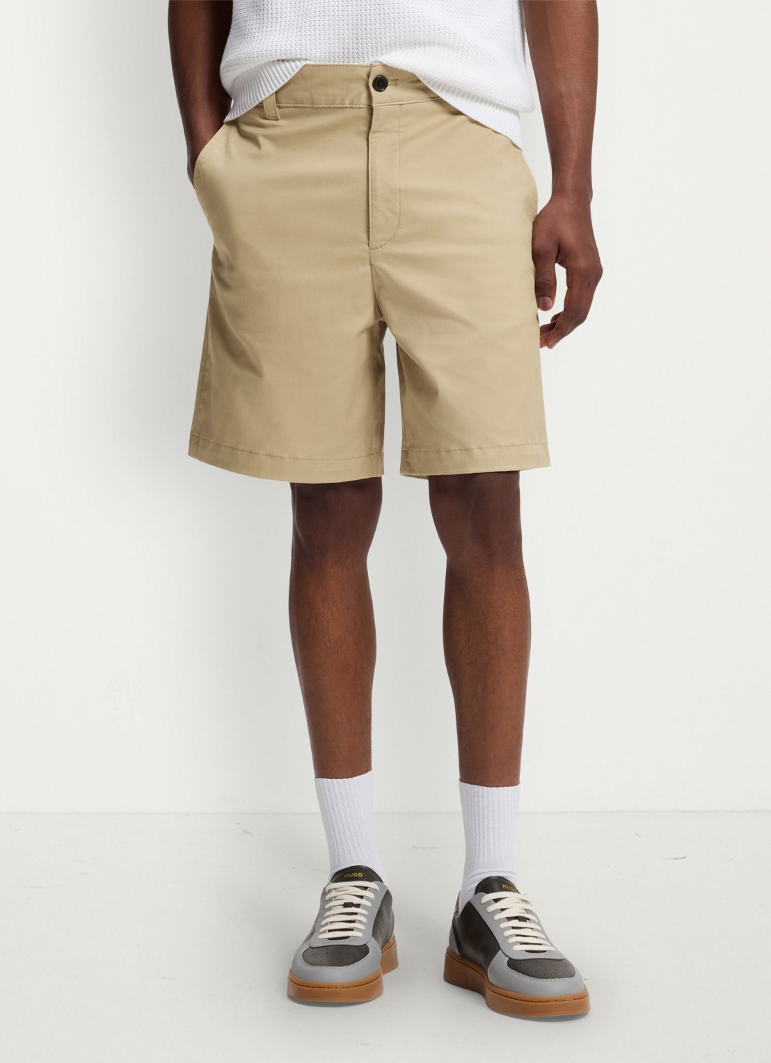 HUGO Genar261S slim fit korte broek met stretch - detail 4 medium beige-269 / beige