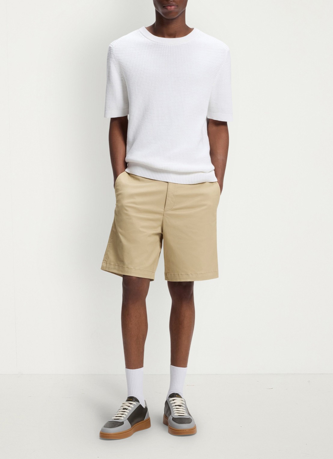 HUGO Genar261S slim fit korte broek met stretch - voorkant 2 medium beige-269 / beige