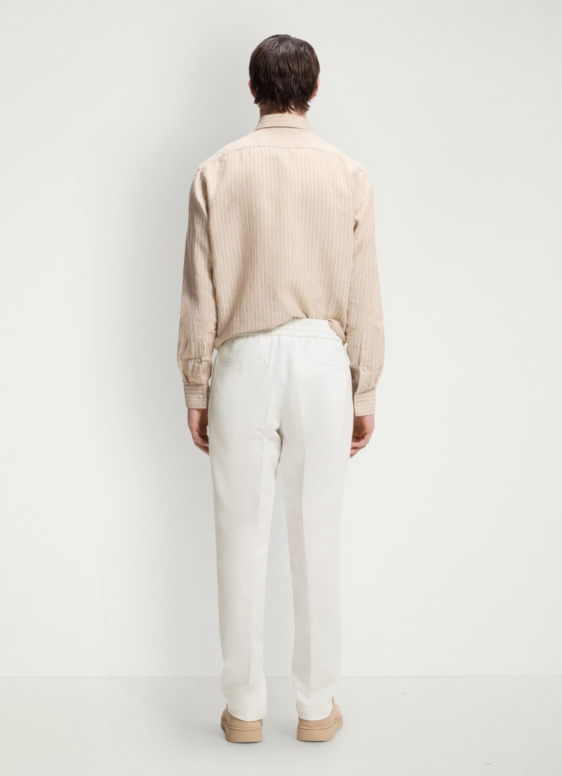 HUGO Getlin251F3 tapered fit pantalon in katoenblend - achterkant natural-102 / wit