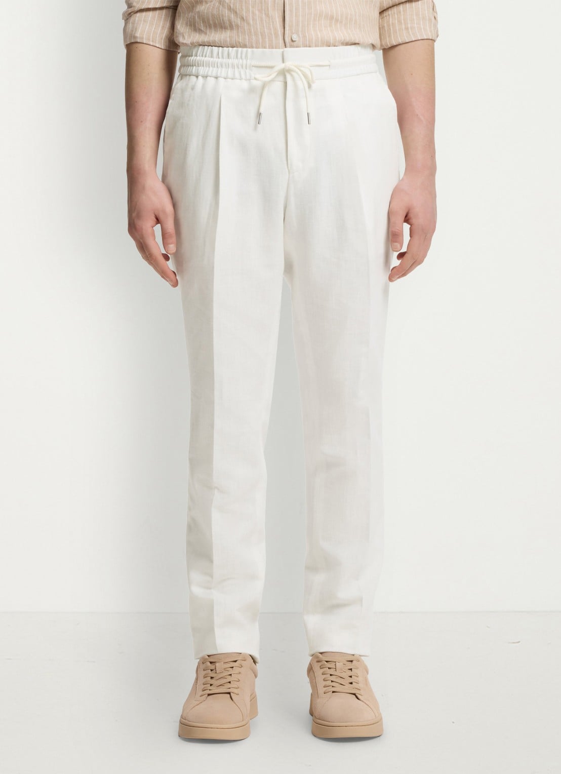 HUGO Getlin251F3 tapered fit pantalon in katoenblend - detail 2 natural-102 / wit