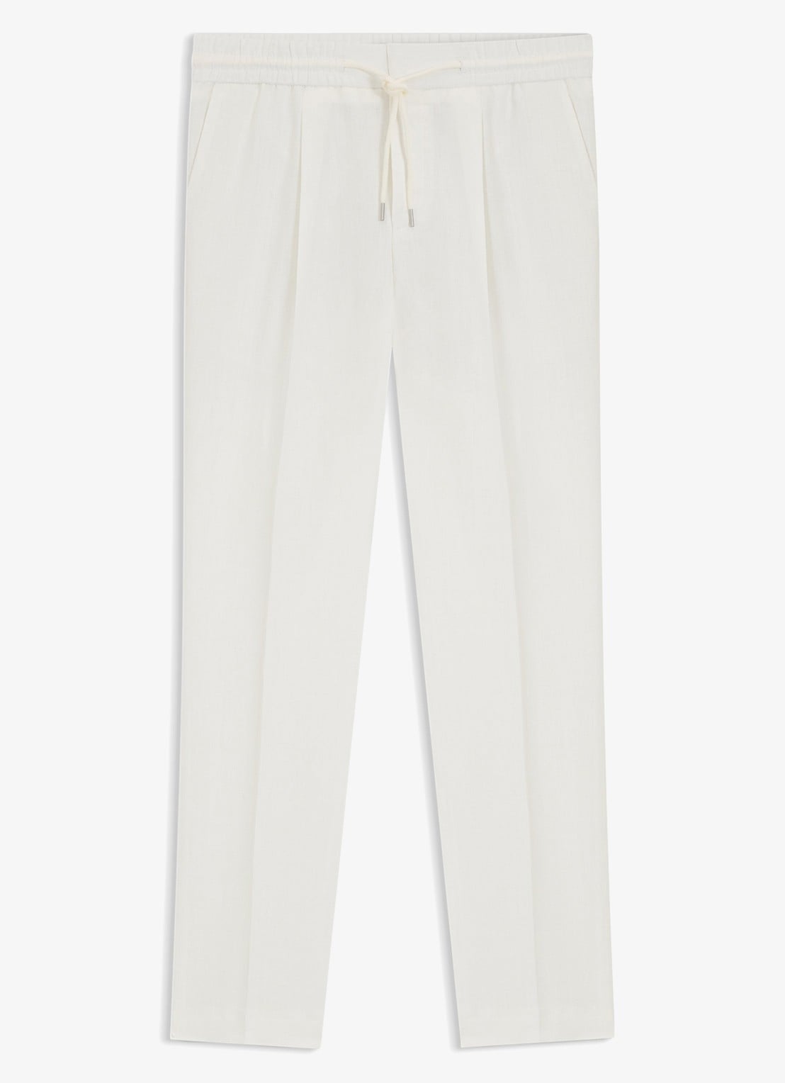HUGO Getlin251F3 tapered fit pantalon in katoenblend - voorkant 5 natural-102 / wit