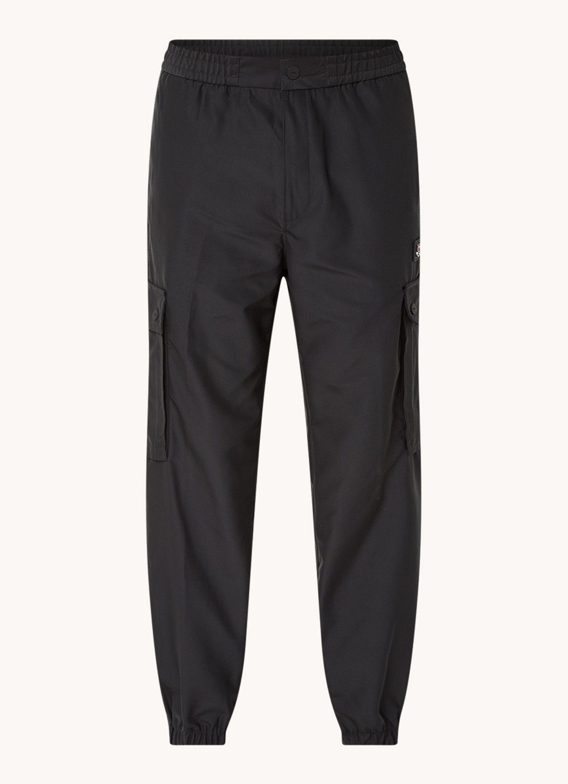 HUGO Ginto tapered fit cargobroek met logo - voorkant 4 zwart