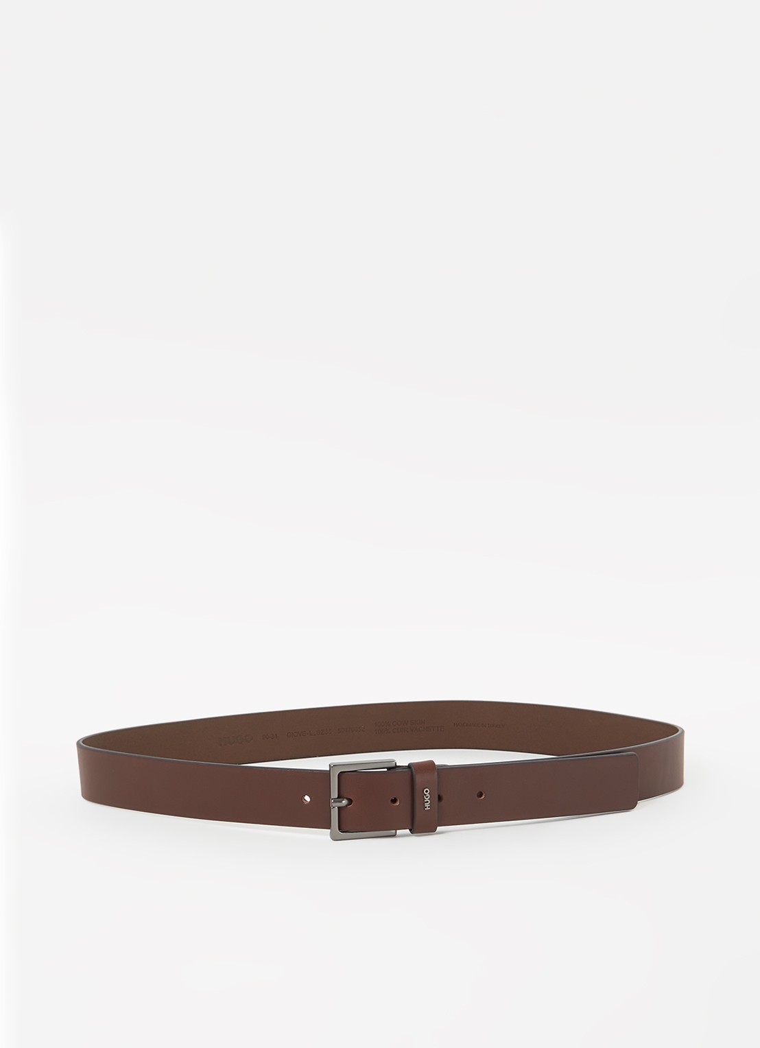 HUGO Giove riem van leer - voorkant 2 donkerbruin
