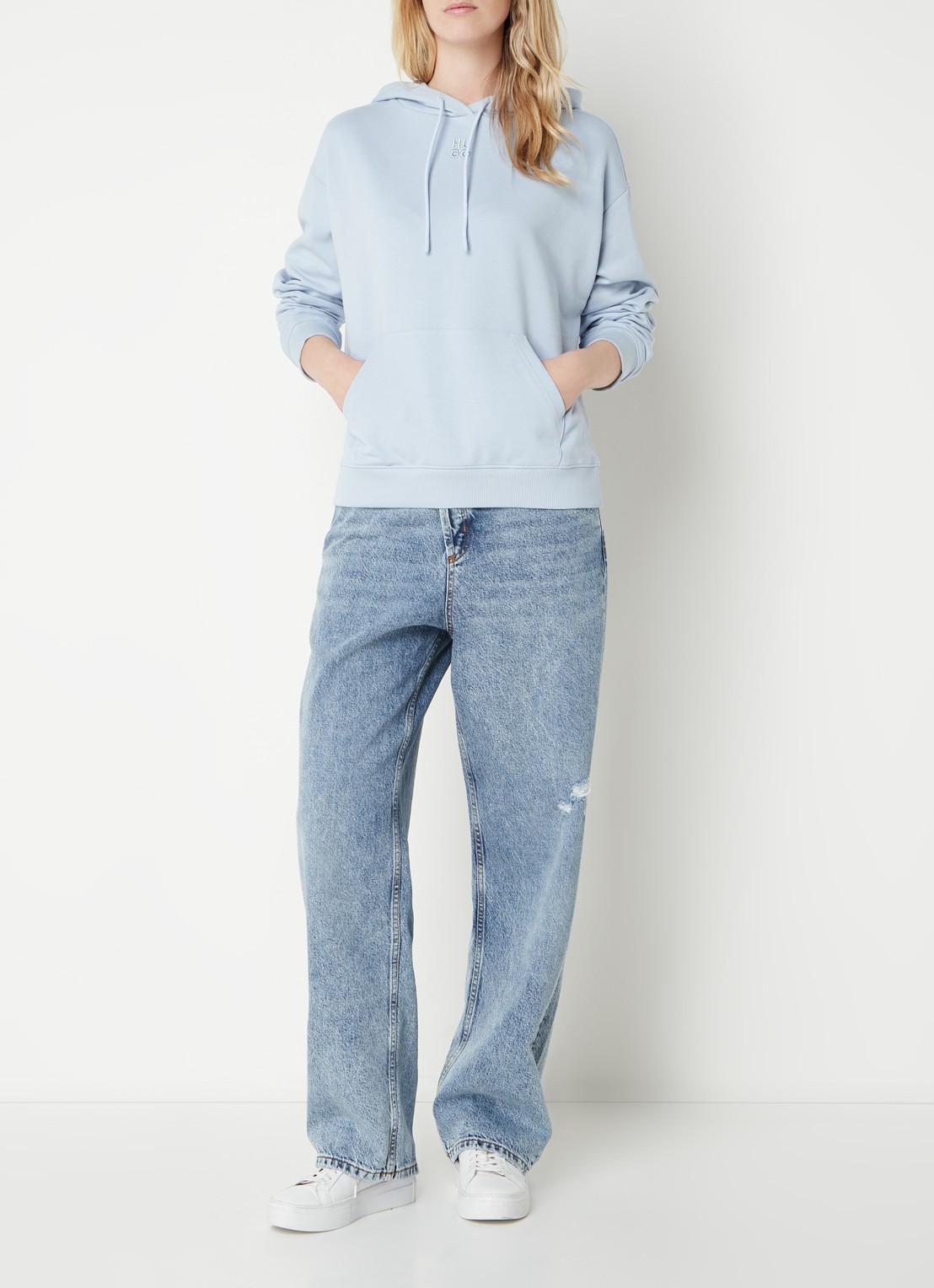 HUGO Gisanna high waist loose fit jeans  - voorkant 5 indigo