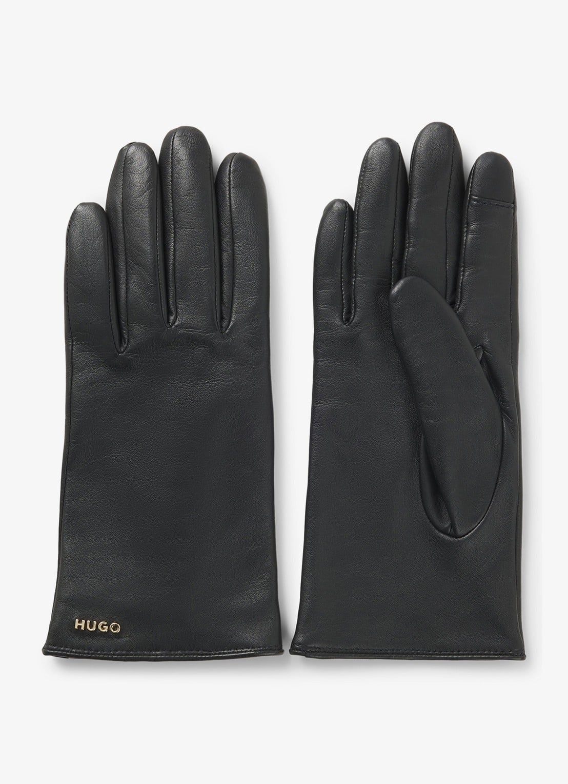 HUGO Handschoenen van leer - voorkant 3 zwart