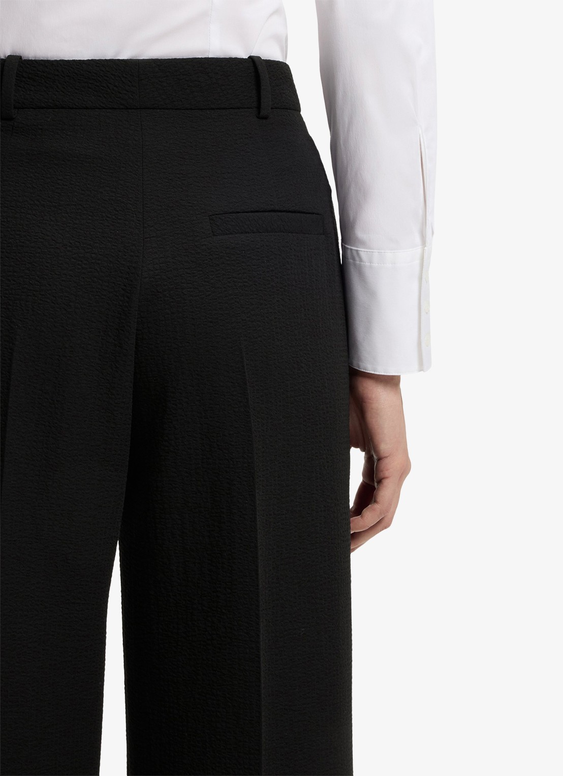 HUGO Hasmina high waist wide fit pantalon met textuur - detail 3 black-001 / zwart