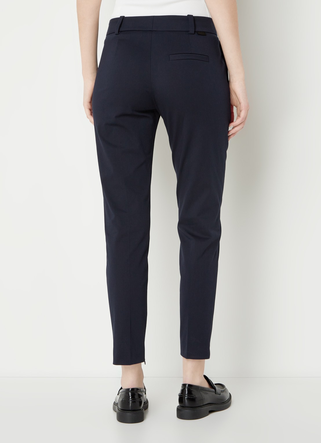 HUGO Hedima mid waist skinny fit cropped pantalon met steekzakken - achterkant 4 donkerblauw