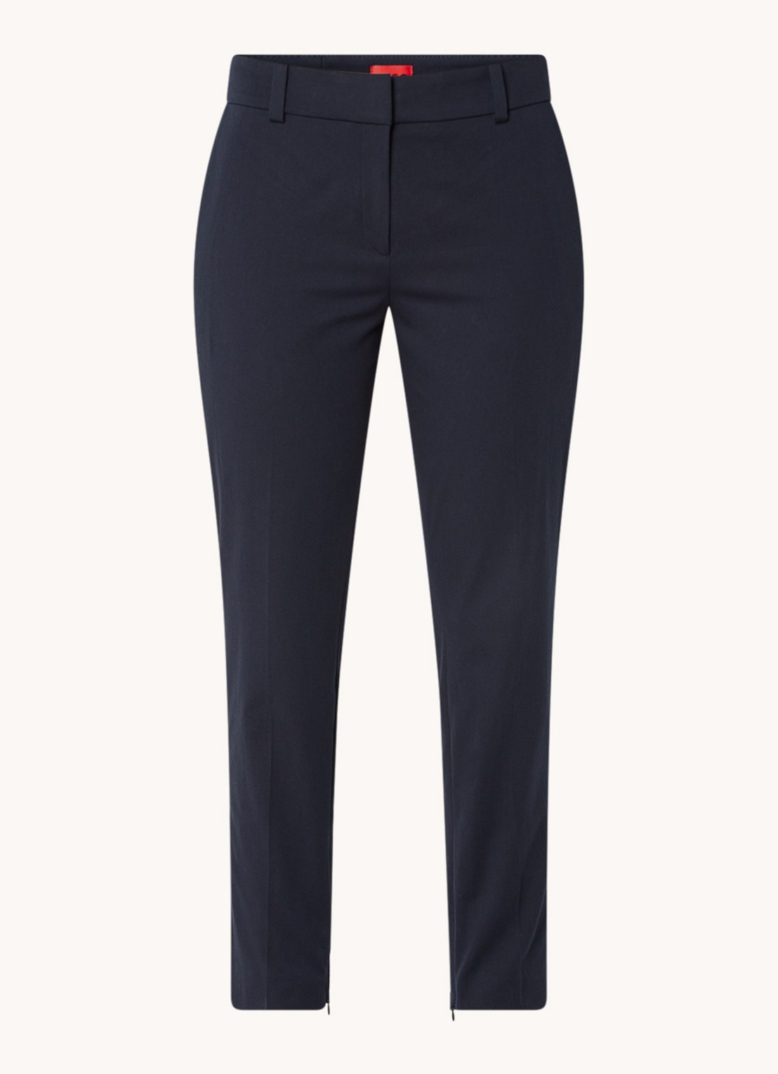 HUGO Hedima mid waist skinny fit cropped pantalon met steekzakken - voorkant 2 donkerblauw