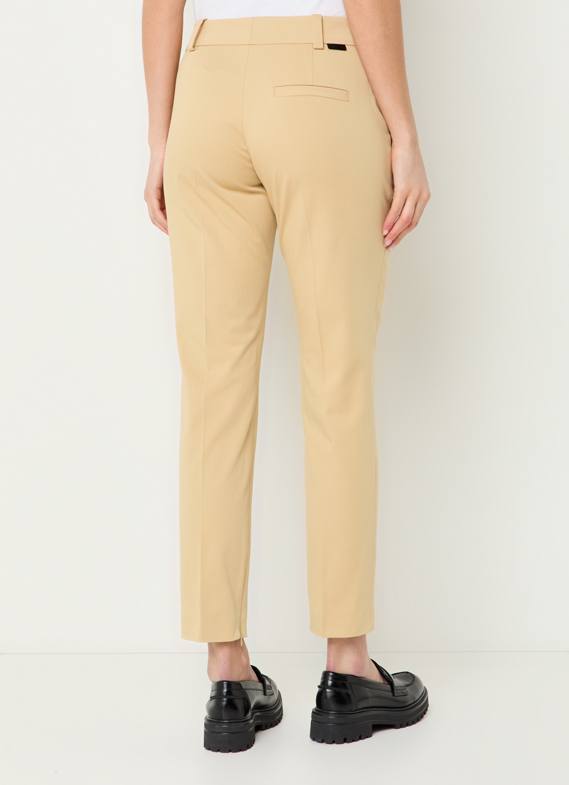 HUGO Hedima mid waist skinny fit cropped pantalon met steekzakken - achterkant 4 beige