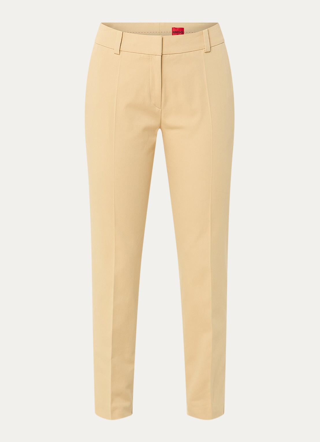 HUGO Hedima mid waist skinny fit cropped pantalon met steekzakken - voorkant 2 beige