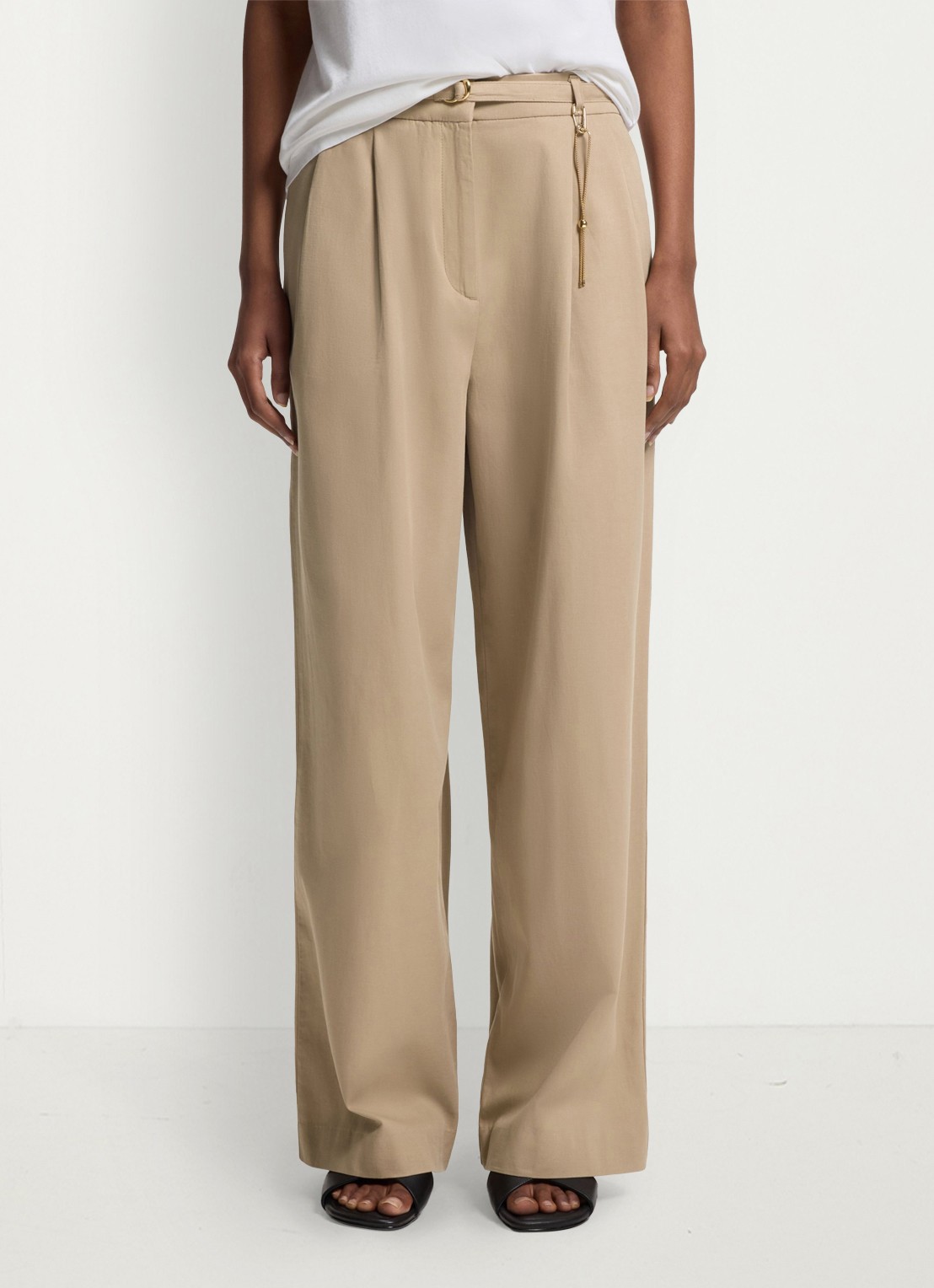 HUGO Henesa high waist straight fit pantalon met steekzakken - detail 3 light/pastel brown-232 / bruin