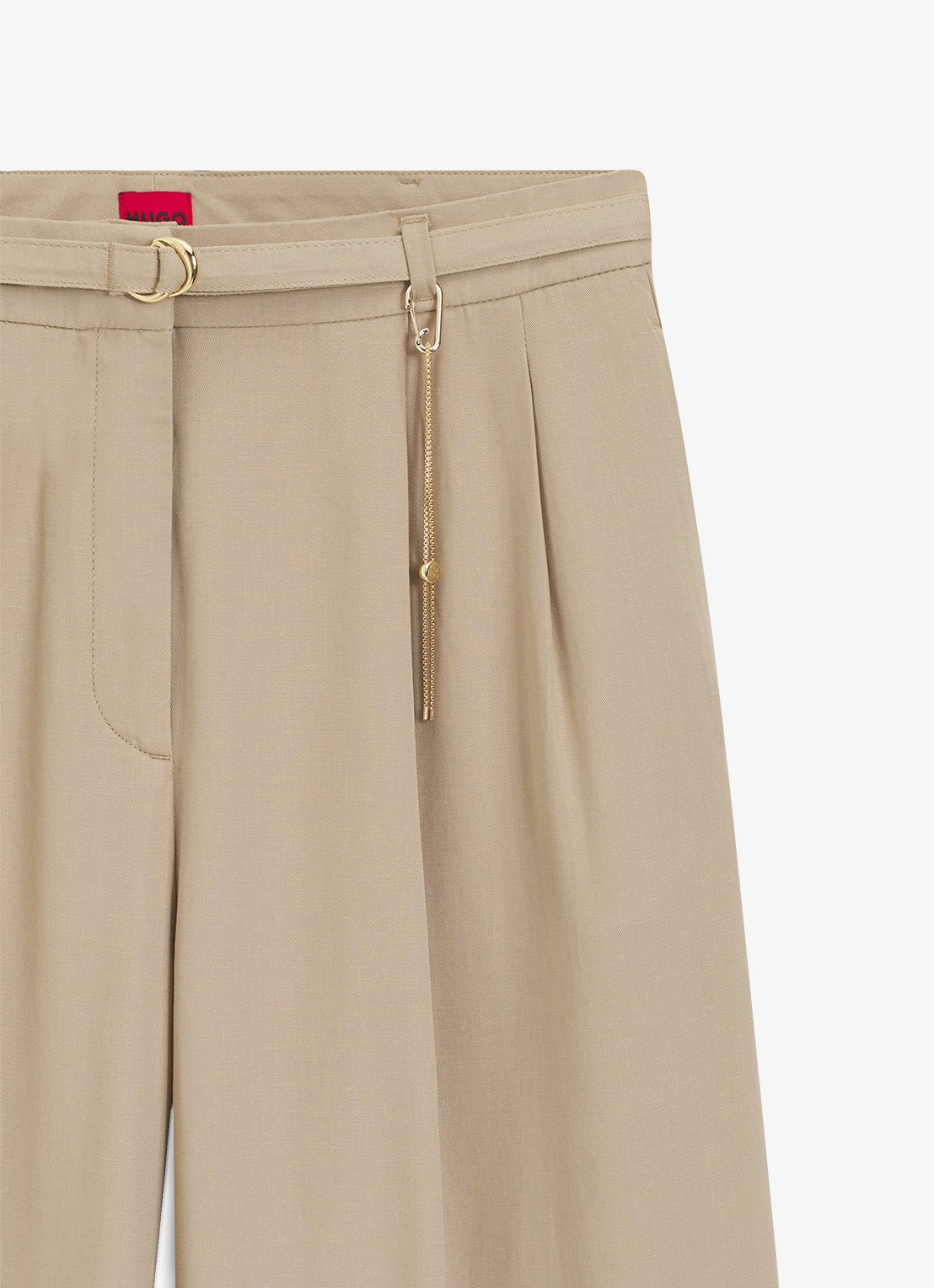 HUGO Henesa high waist straight fit pantalon met steekzakken - detail 5 light/pastel brown-232 / bruin