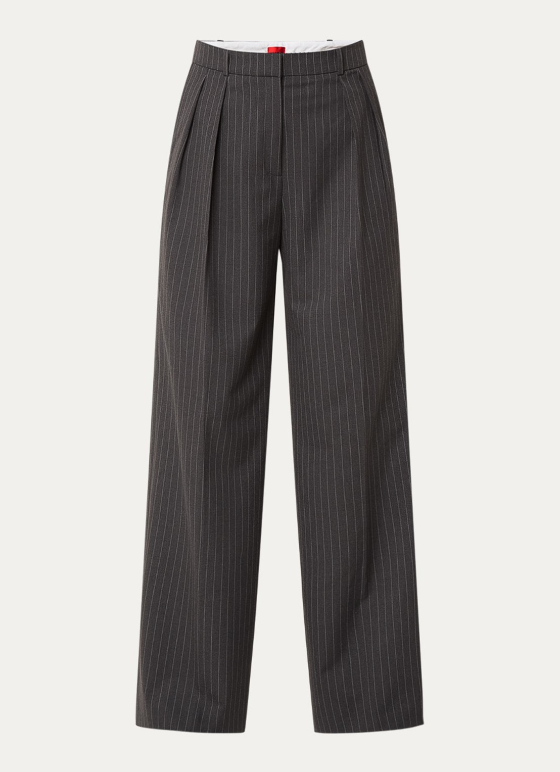 HUGO Henesa high waist wide fit pantalon met krijtstreep - voorkant 2 donkergrijs