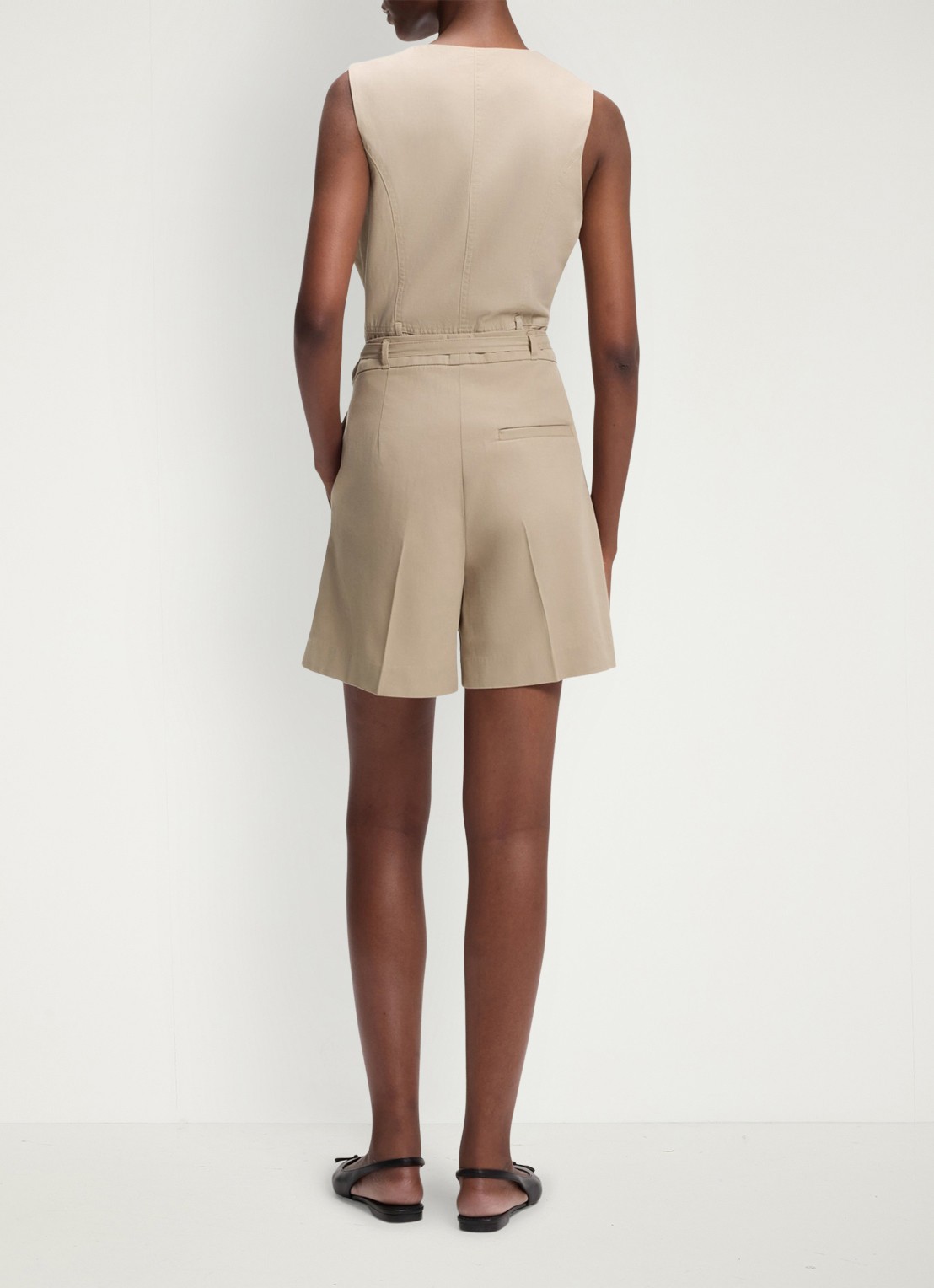 HUGO Henisea high waist wide fit korte broek met kettingdetail - achterkant 6 light/pastel brown-232 / bruin