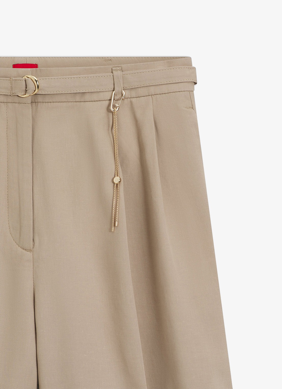 HUGO Henisea high waist wide fit korte broek met kettingdetail - detail 5 light/pastel brown-232 / bruin