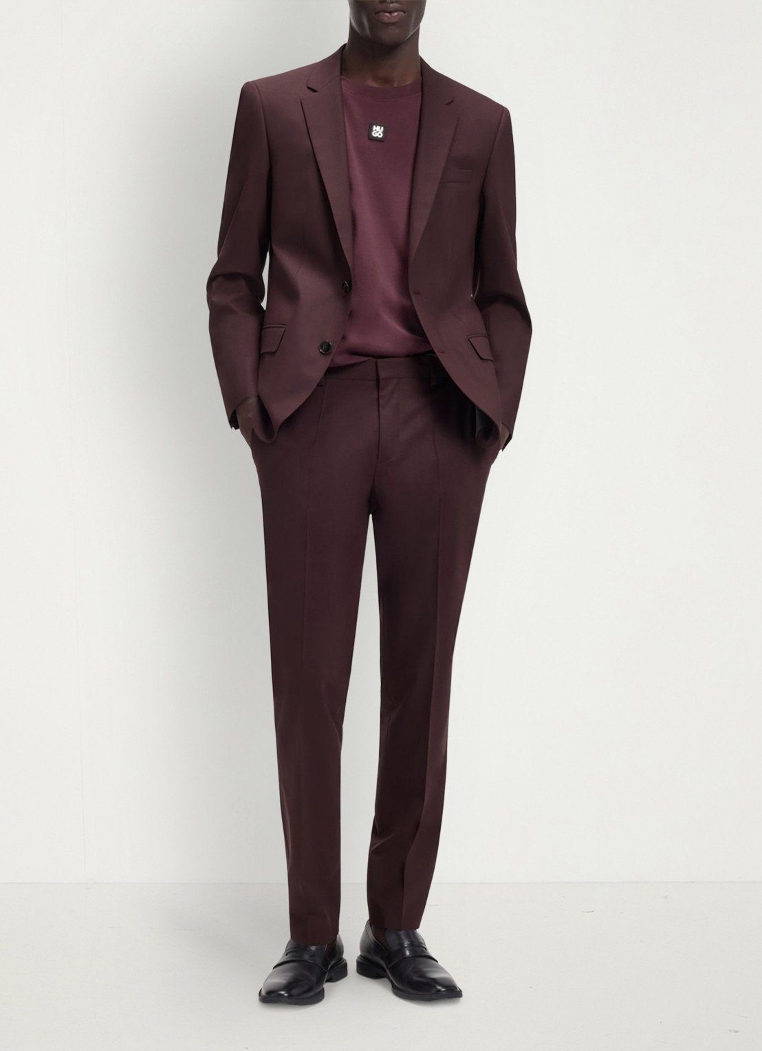 HUGO Henry/Getlin232X slim fit 2-delig pak in wolblend - detail 3 open brown-249
