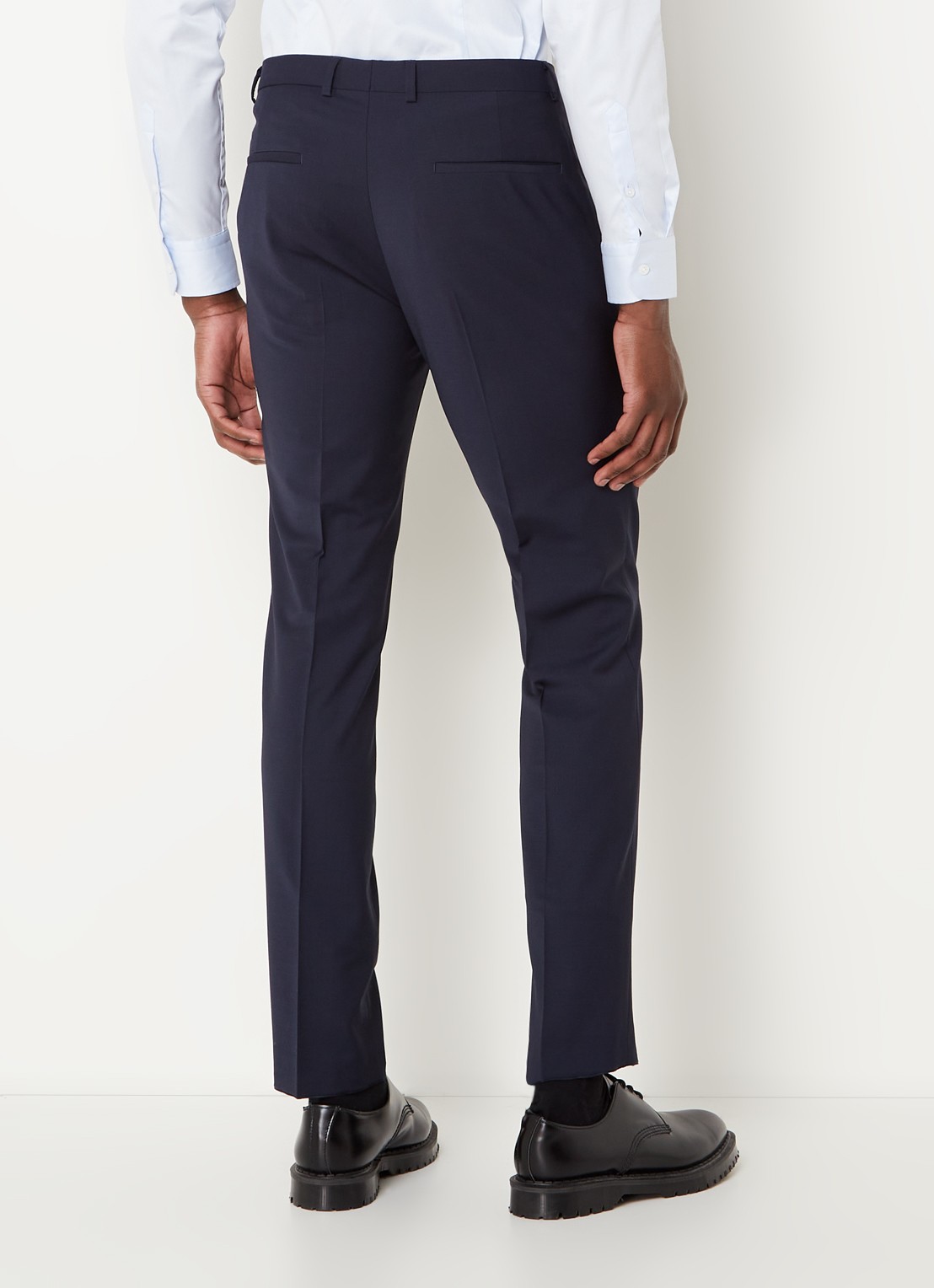 HUGO Hesten slim fit pantalon met steekzakken  - achterkant blauw