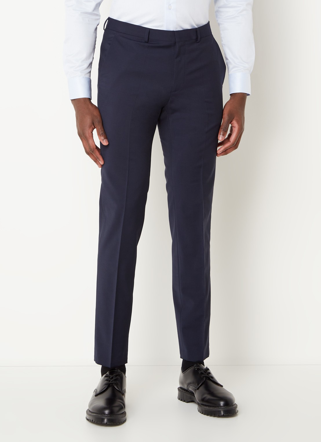 HUGO Hesten slim fit pantalon met steekzakken  - detail 4 blauw