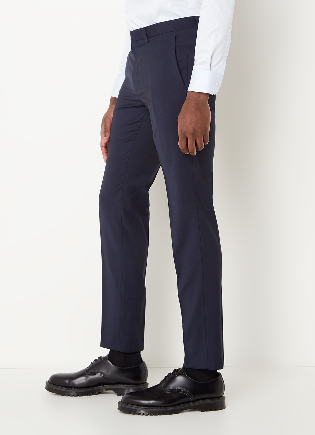 HUGO Hesten slim fit pantalon met steekzakken  - detail 5 blauw