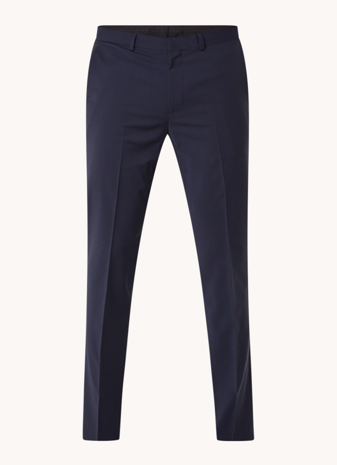 HUGO Hesten slim fit pantalon met steekzakken  - voorkant 2 blauw