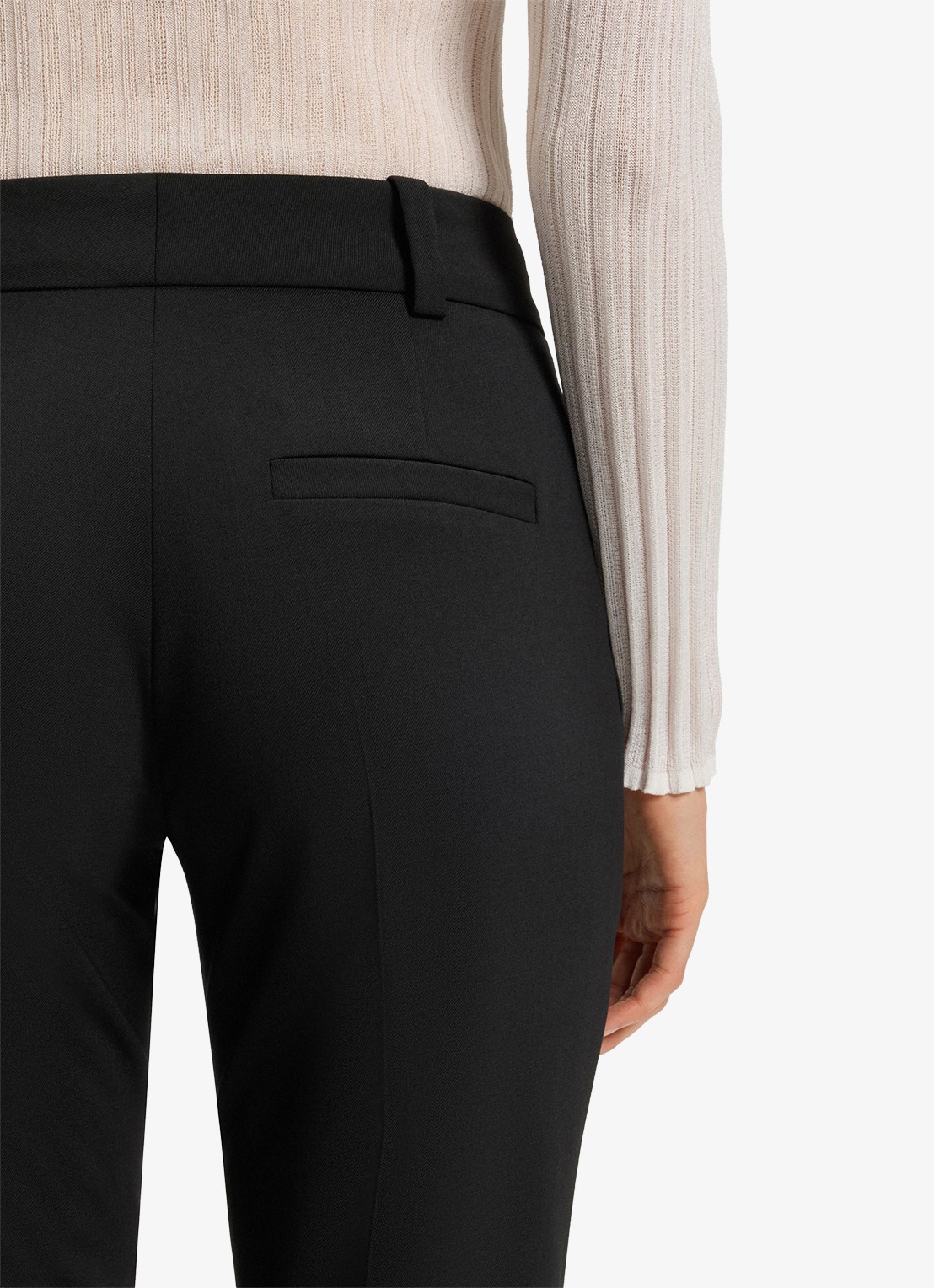 HUGO Hetana mid waist slim fit pantalon in wolblend met steekzakken - detail 4 zwart