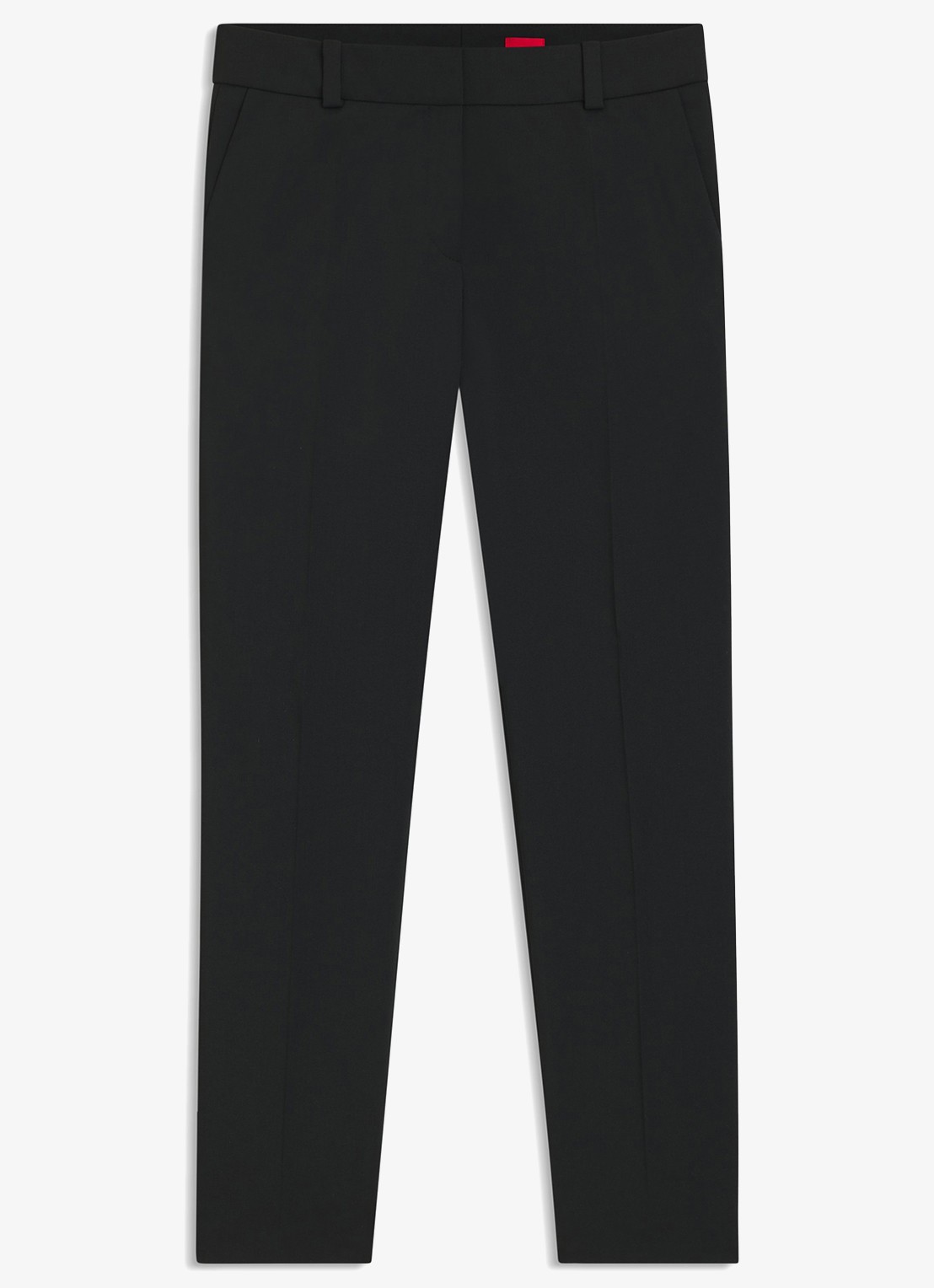 HUGO Hetana mid waist slim fit pantalon in wolblend met steekzakken - voorkant 2 zwart