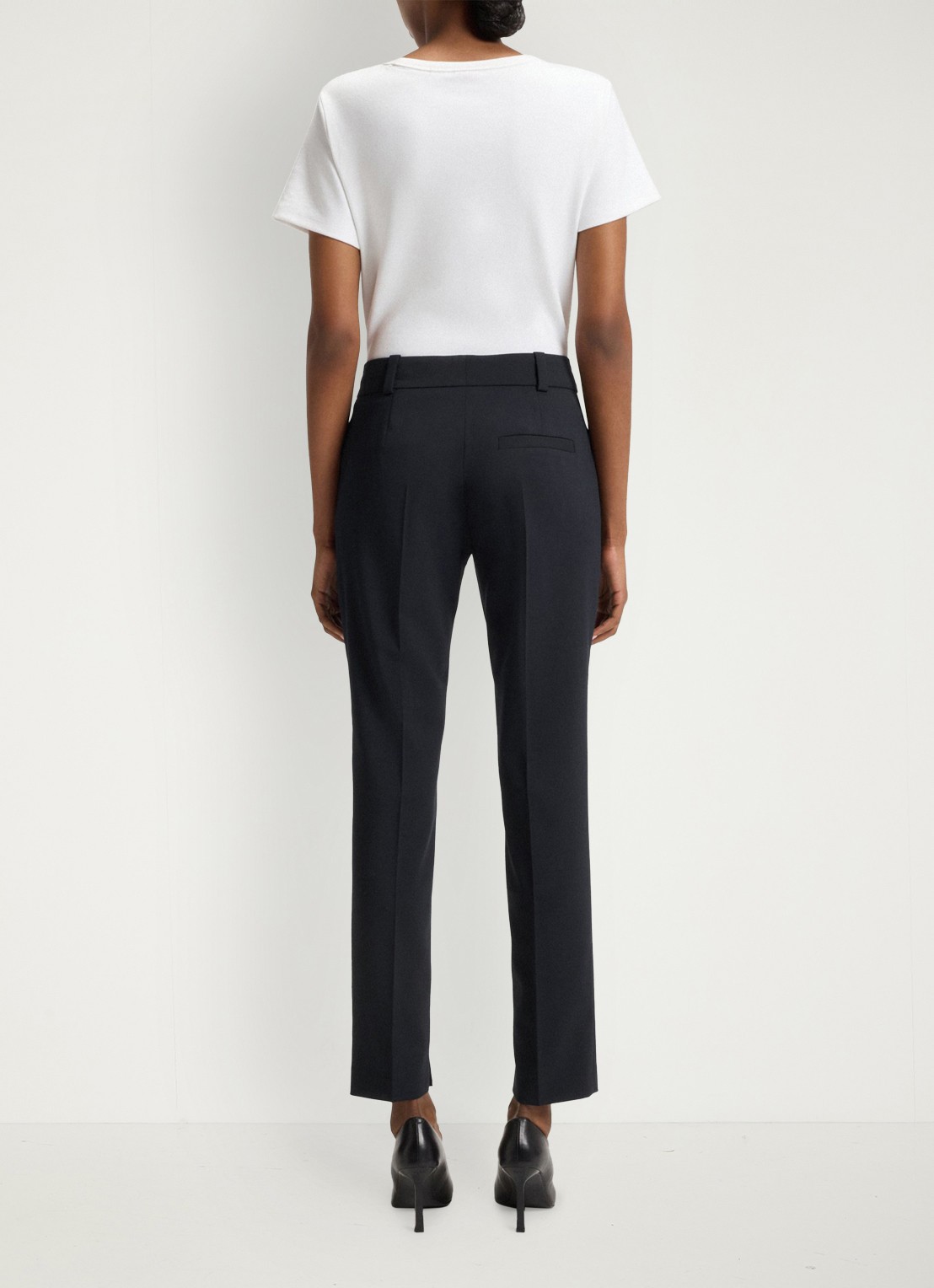 HUGO Hetana mid waist slim fit pantalon in wolblend met steekzakken - detail 2 donkerblauw
