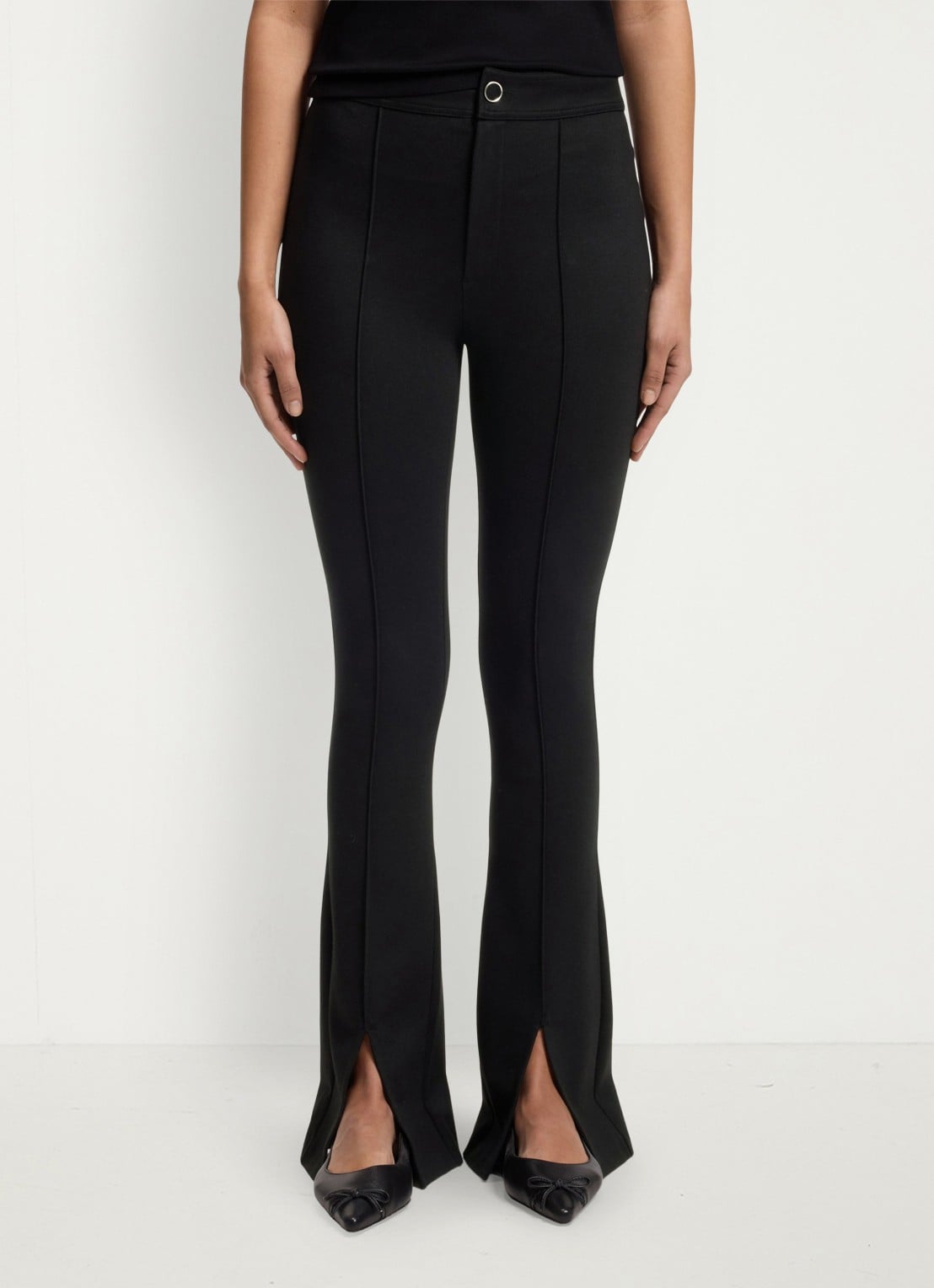 HUGO High waist flared fit pantalon met steekzakken - detail 3 zwart