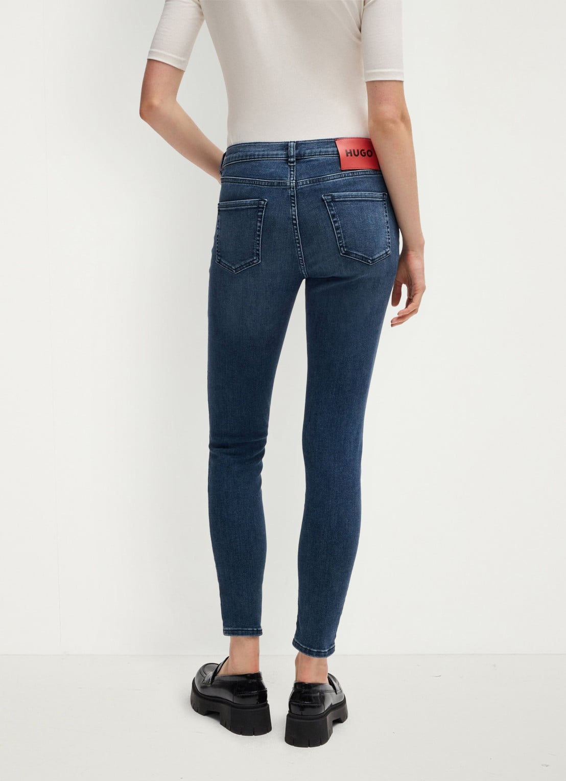 HUGO High waist skinny cropped jeans met medium wassing - detail 4 indigo
