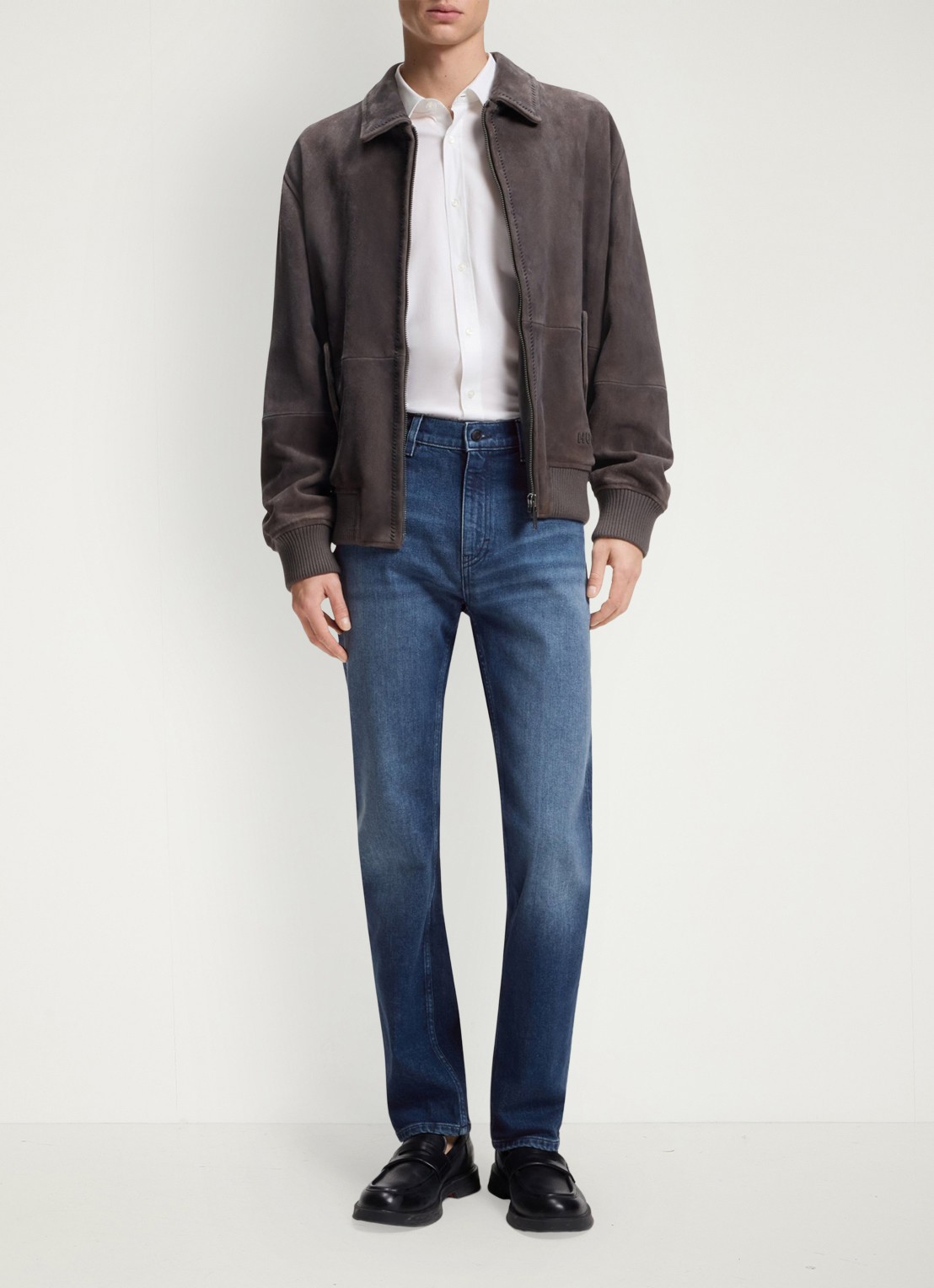 HUGO High waist slim fit jeans in katoenblend - voorkant 3 denim