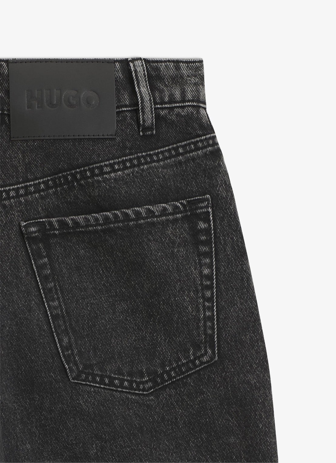 HUGO High waist straight fit jeans met donkere wassing - detail medium grey-035 / grijs