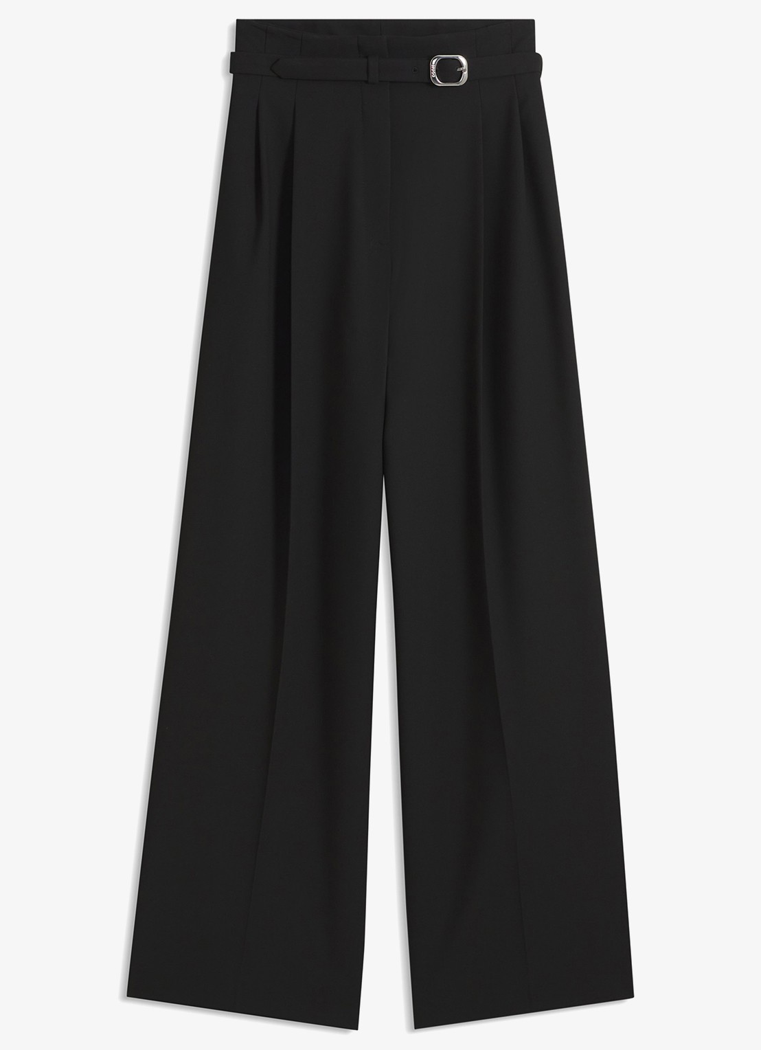 HUGO High waist straight fit pantalon met ceintuur en steekzakken  - voorkant 5 zwart