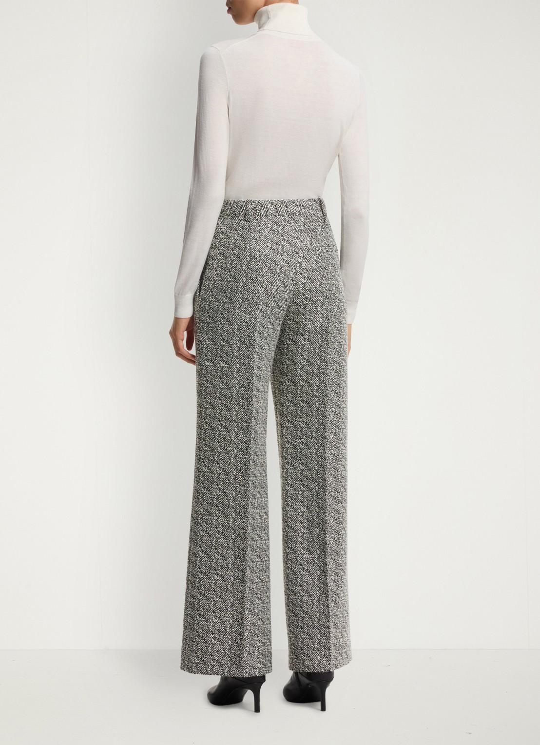HUGO High waist straight fit pantalon met steekzakken  - achterkant 4 middengrijs