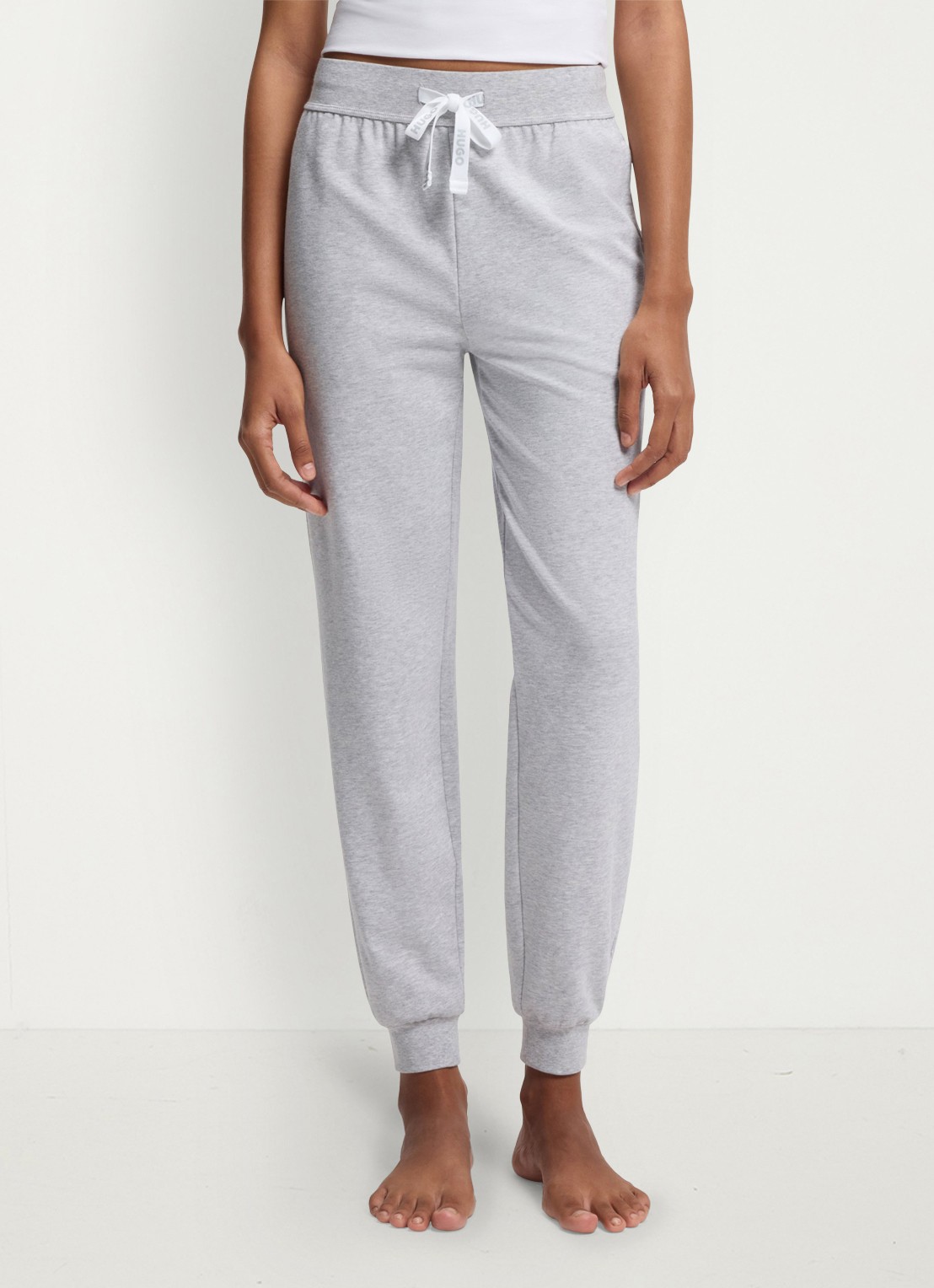 HUGO High waist tapered fit joggingbroek met logo - detail 3 grijs
