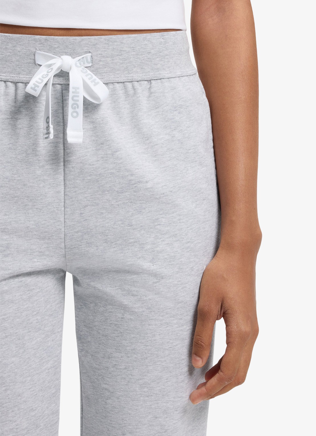 HUGO High waist tapered fit joggingbroek met logo - detail 4 grijs