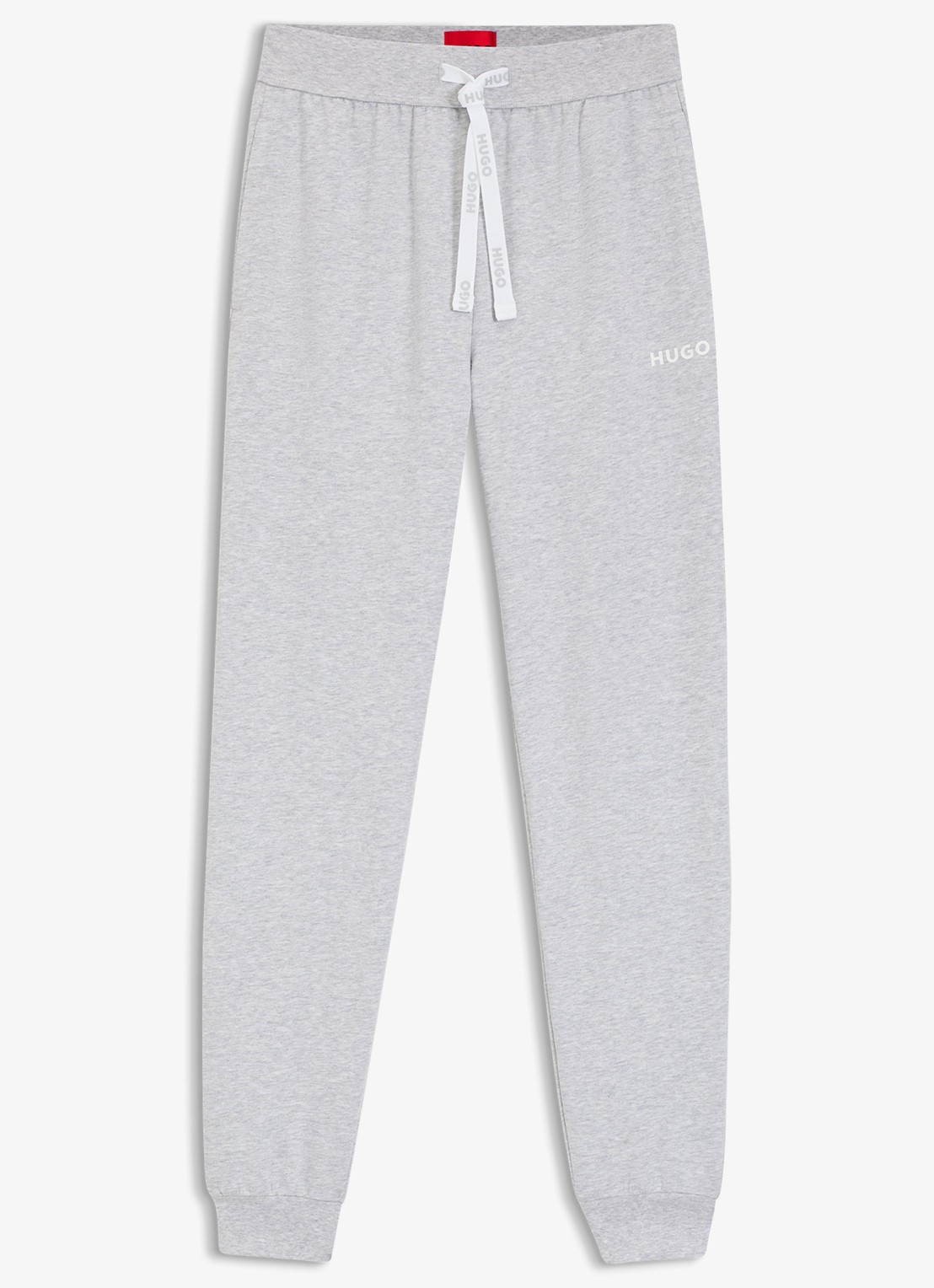 HUGO High waist tapered fit joggingbroek met logo - voorkant grijs