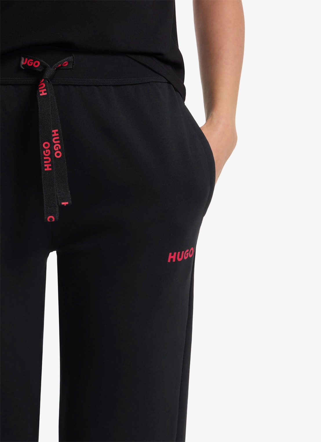 HUGO High waist tapered fit joggingbroek met logo - detail 2 zwart